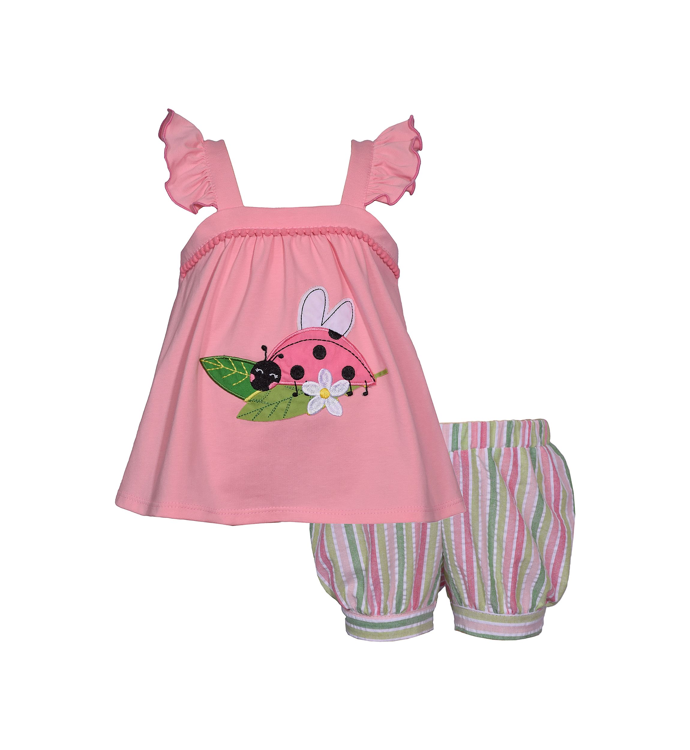 Toddler Girls 2 Piece Ladybug Bubble Shorts Set