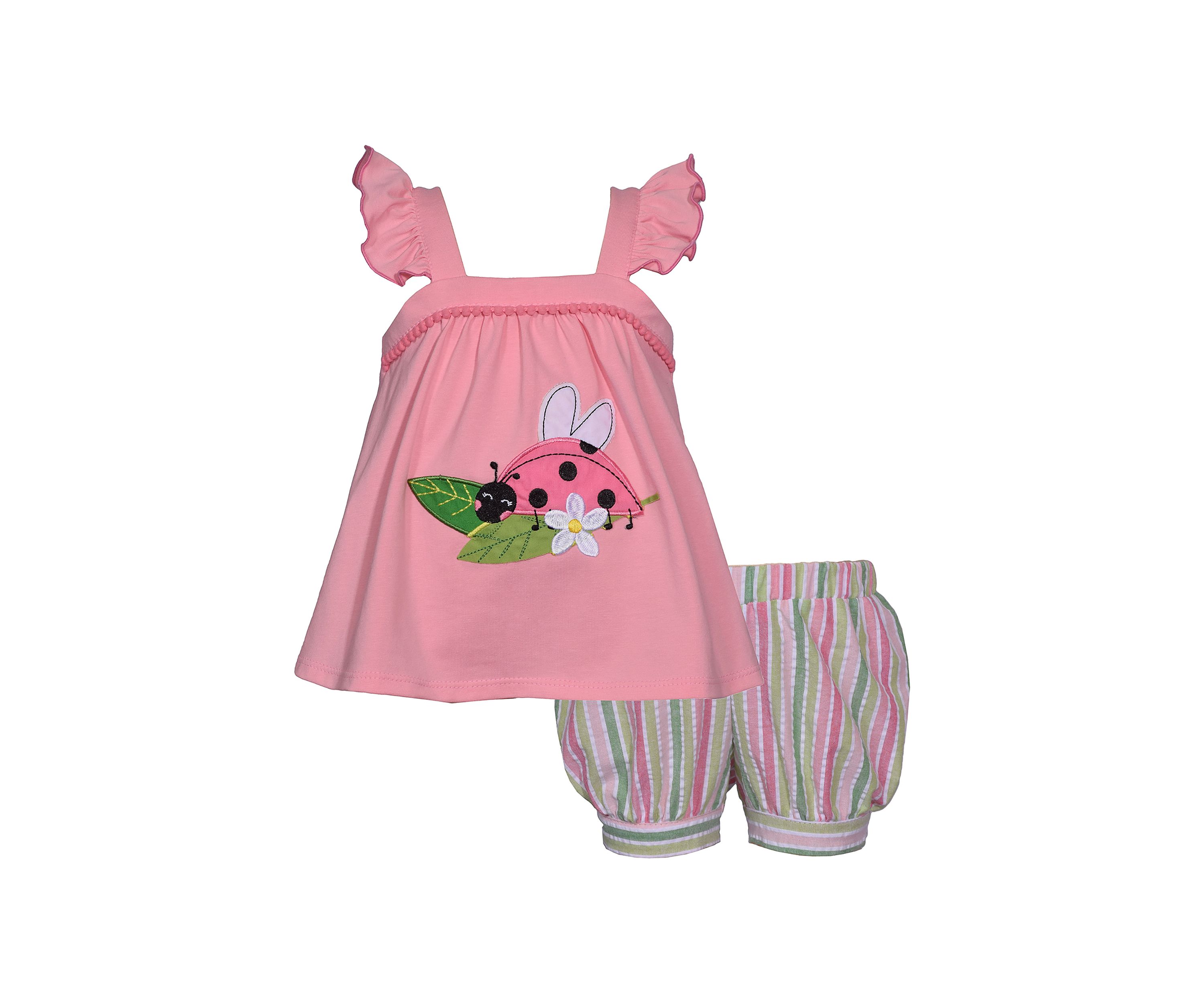 Toddler Girls 2 Piece Ladybug Bubble Shorts Set