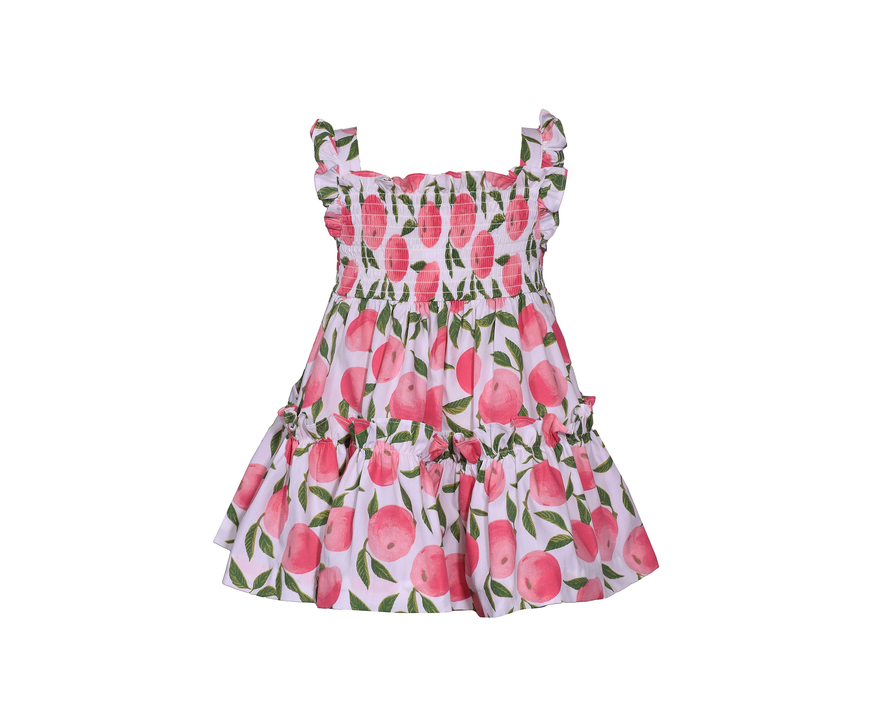 Toddler Girls Flutter Sleeve Smocked Peach Dress