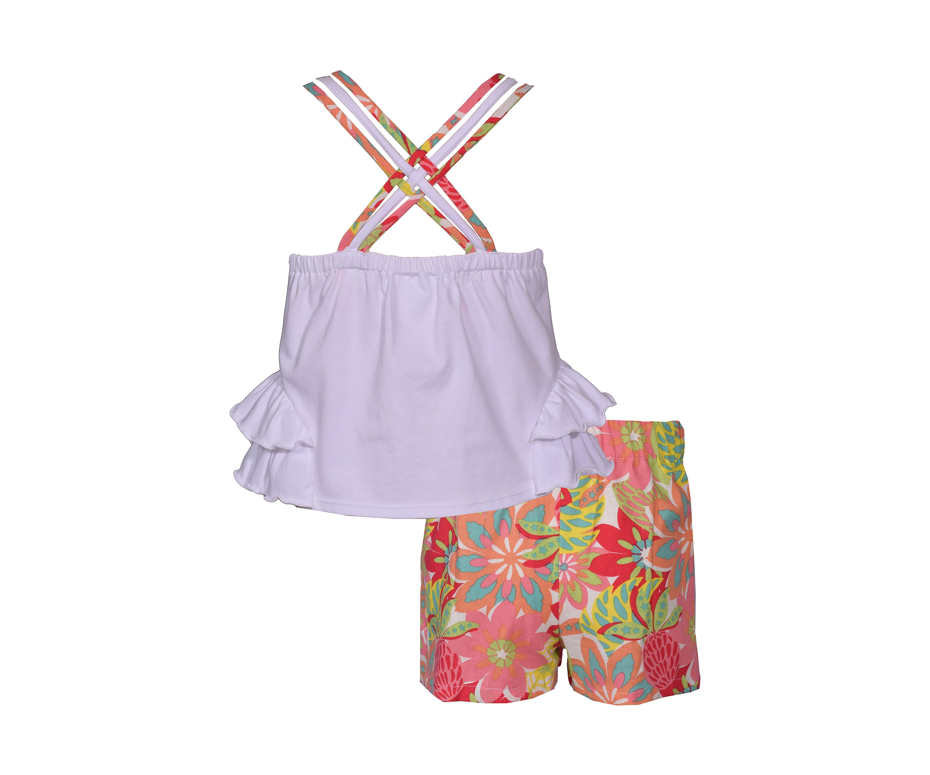 Toddler Girls Flamingo Appliqué Top and Printed Shorts Set