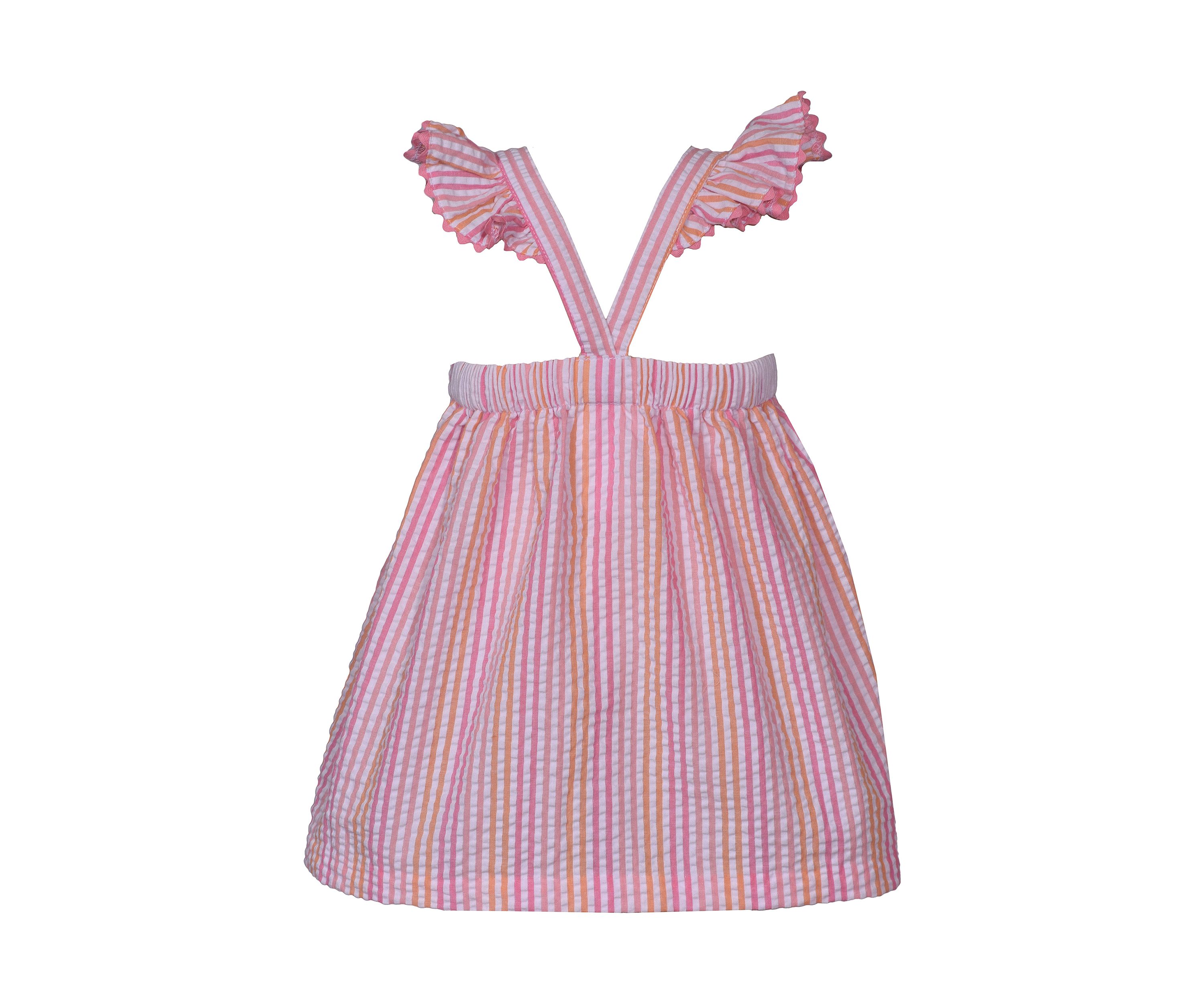 Toddler Girls Stripe Flamingo Embroidered Dress