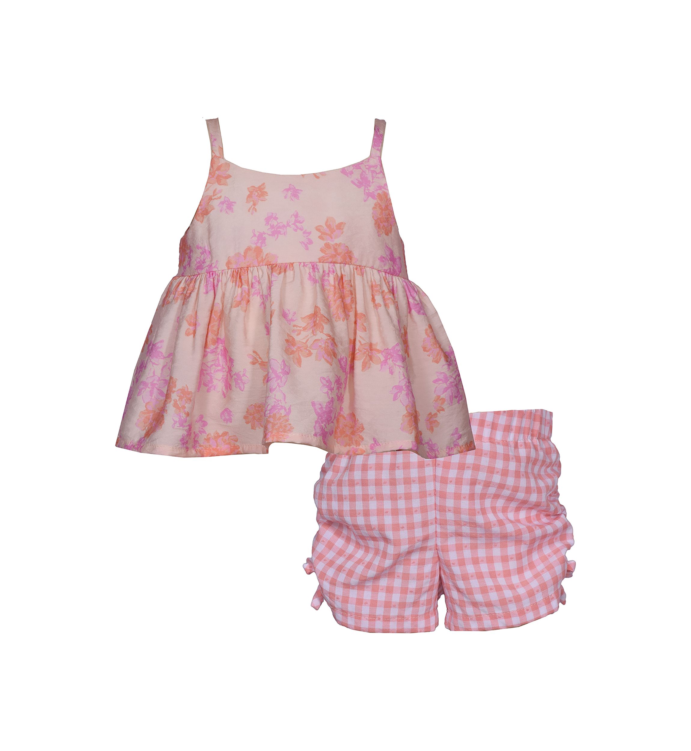 Toddler Girls Floral Printed Top and Cinched Shorts Set