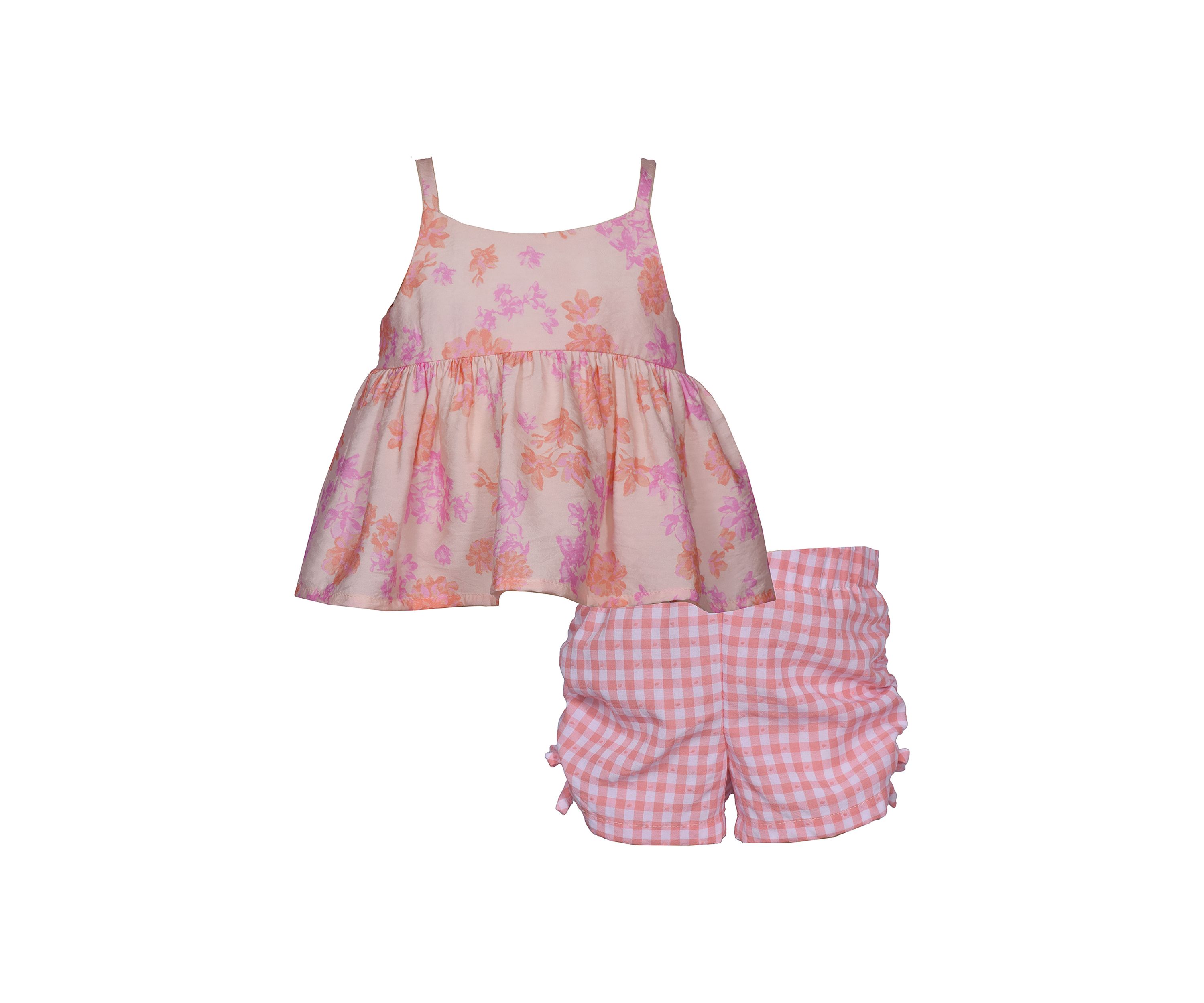 Toddler Girls Floral Printed Top and Cinched Shorts Set