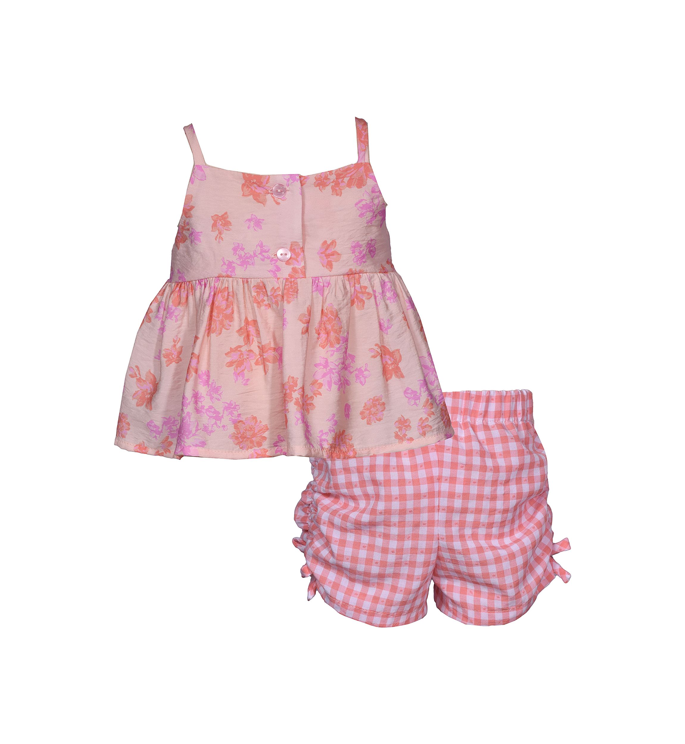 Toddler Girls Floral Printed Top and Cinched Shorts Set