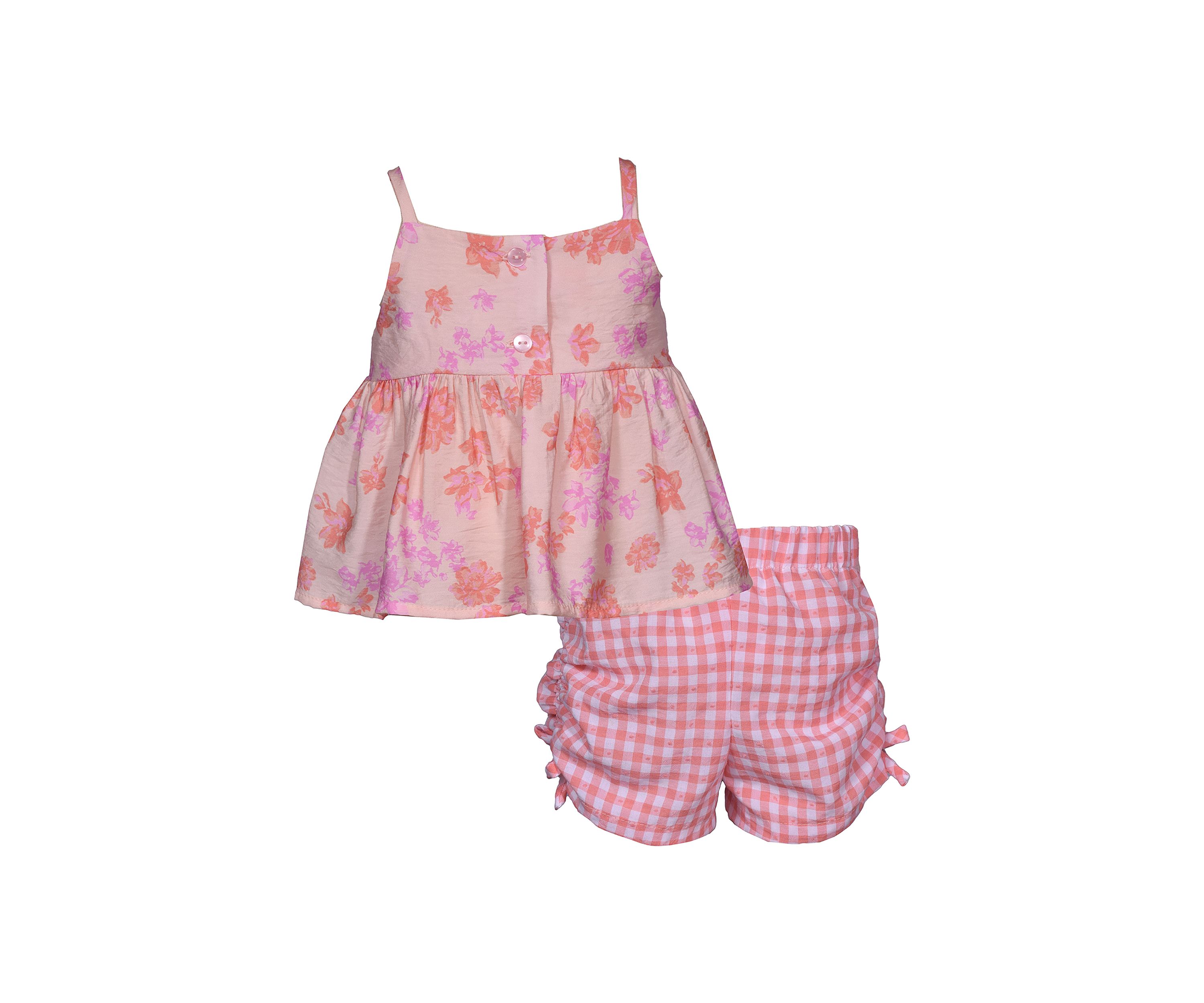 Toddler Girls Floral Printed Top and Cinched Shorts Set