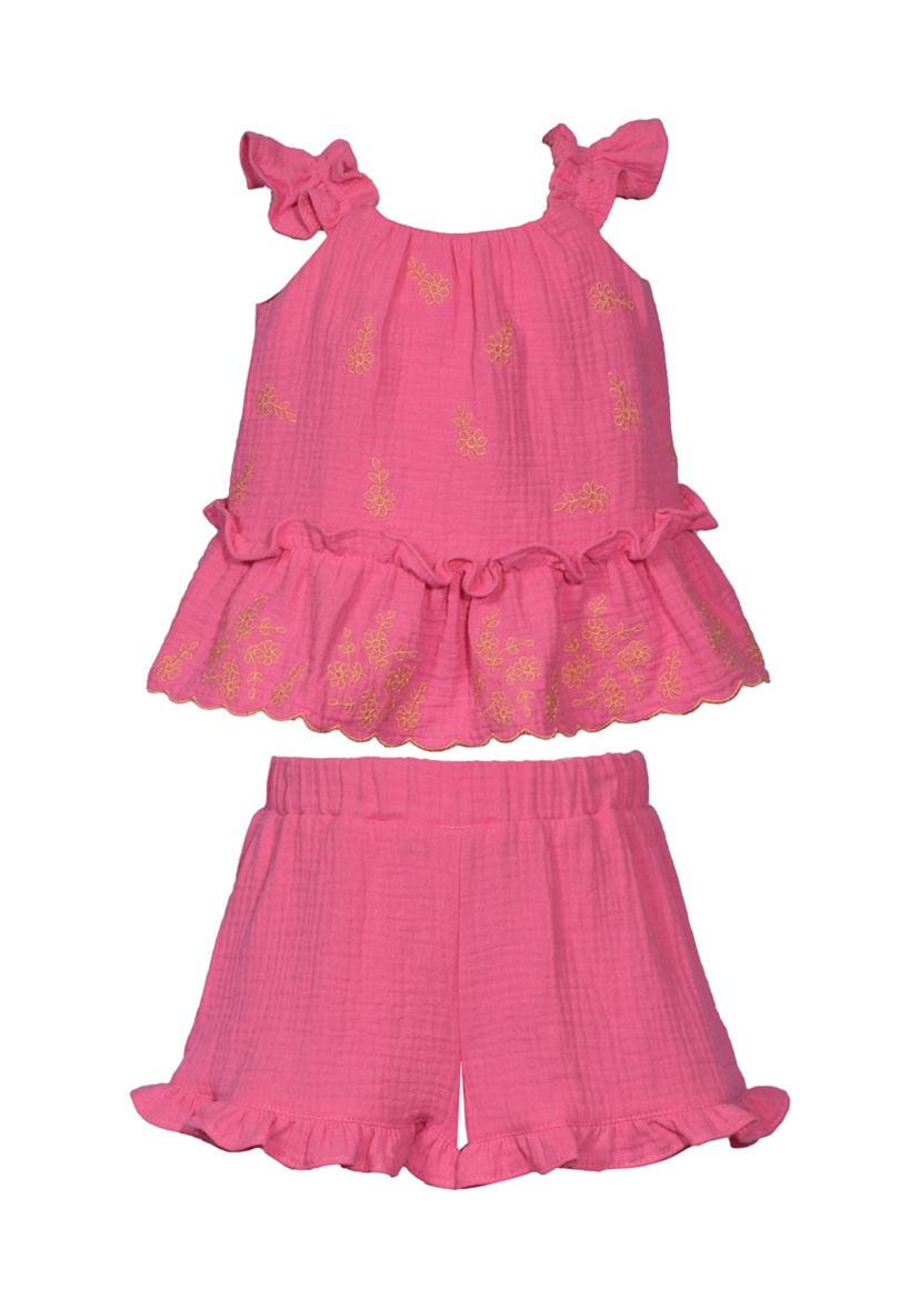 Toddler Girls Two Piece Floral Gauze Set