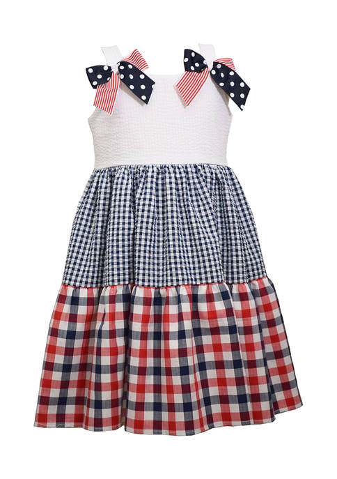Baby Girls Mixed Print Tier Americana Bow Dress