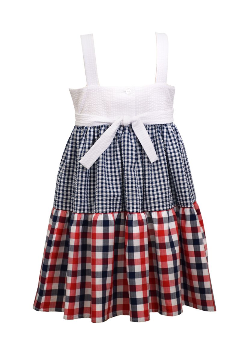 Baby Girls Mixed Print Tier Americana Bow Dress