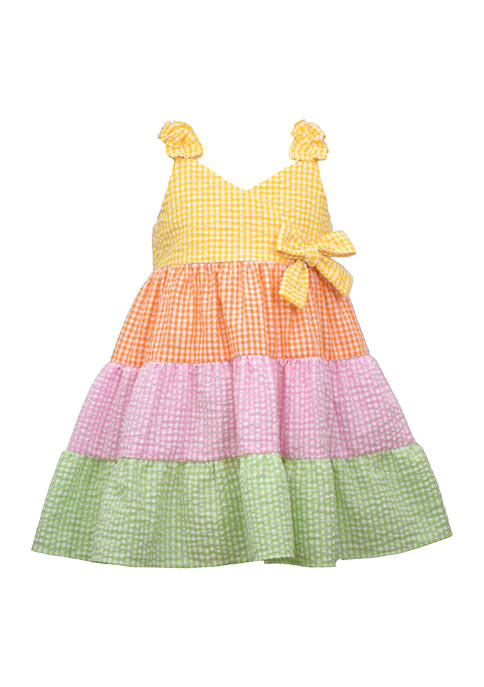 Baby Girls Color Block Seersucker Dress 