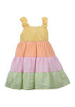 Baby Girls Color Block Seersucker Dress 