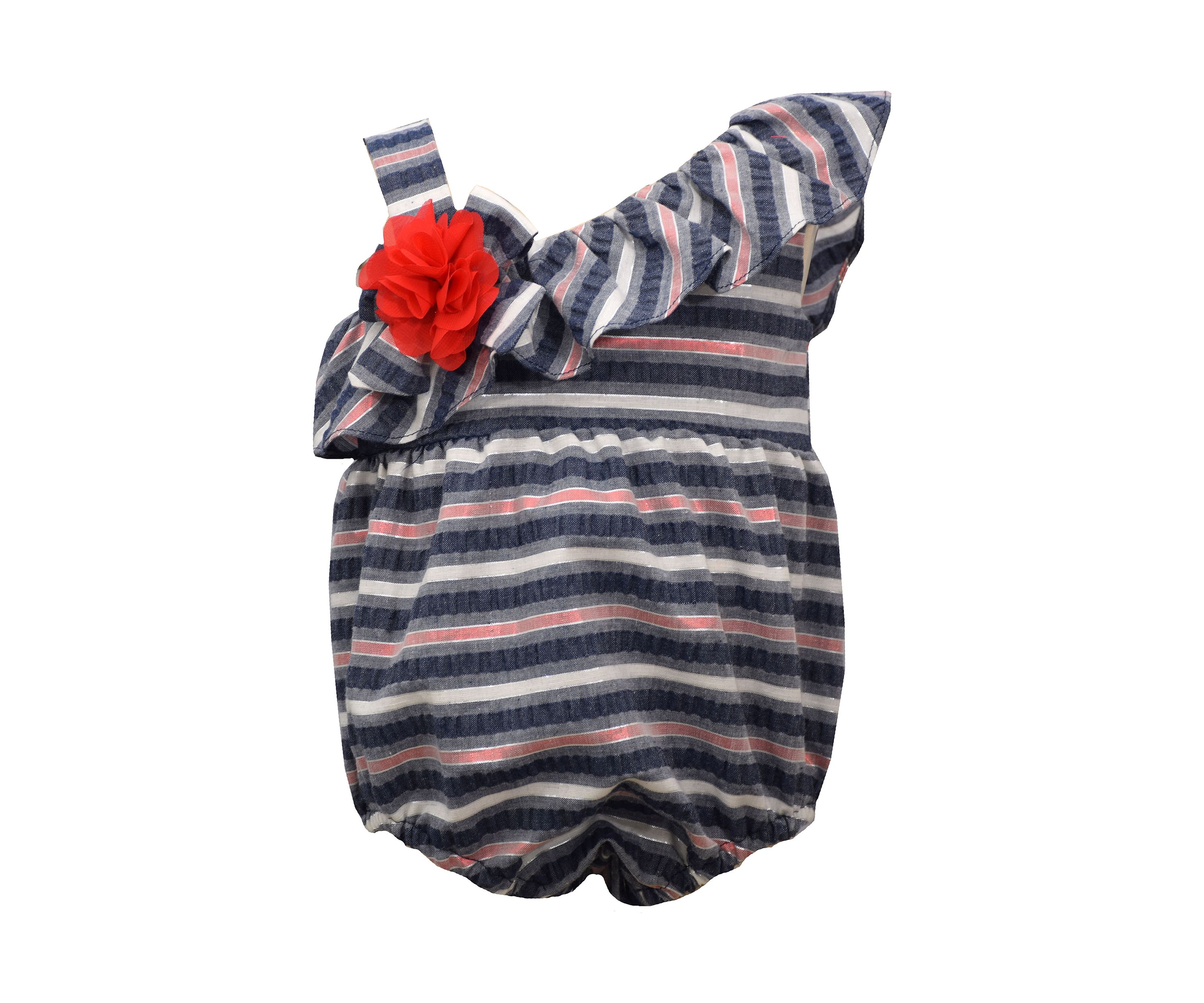 Baby Girls Striped One Shoulder Bubble Romper