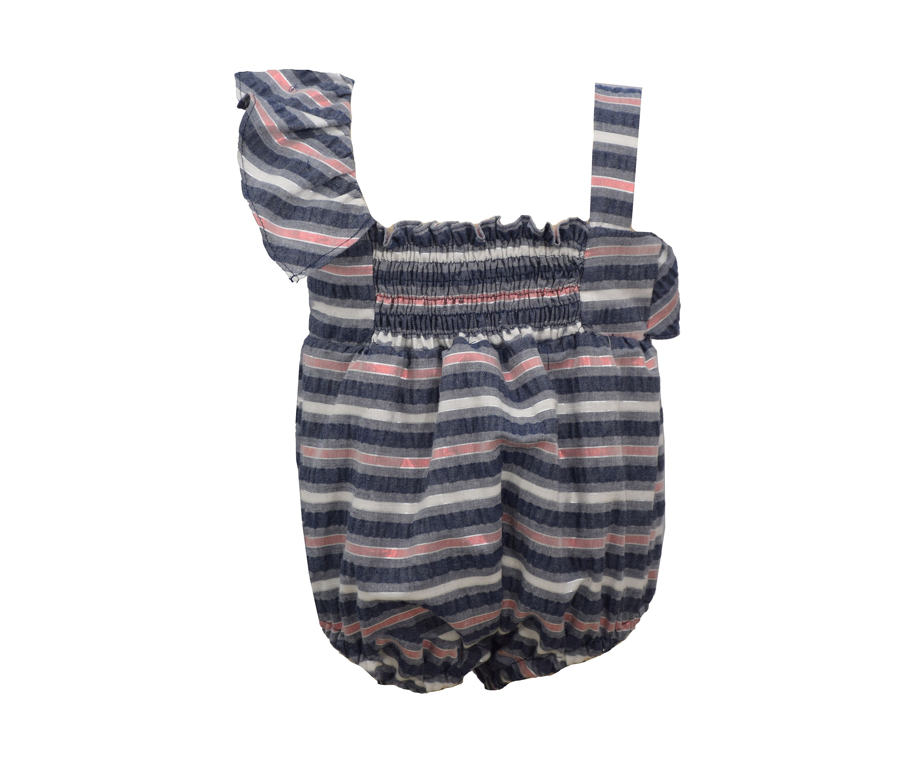 Baby Girls Striped One Shoulder Bubble Romper