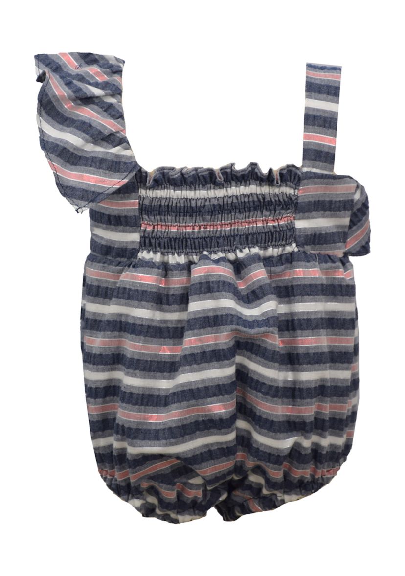 Baby Girls Striped One Shoulder Bubble Romper