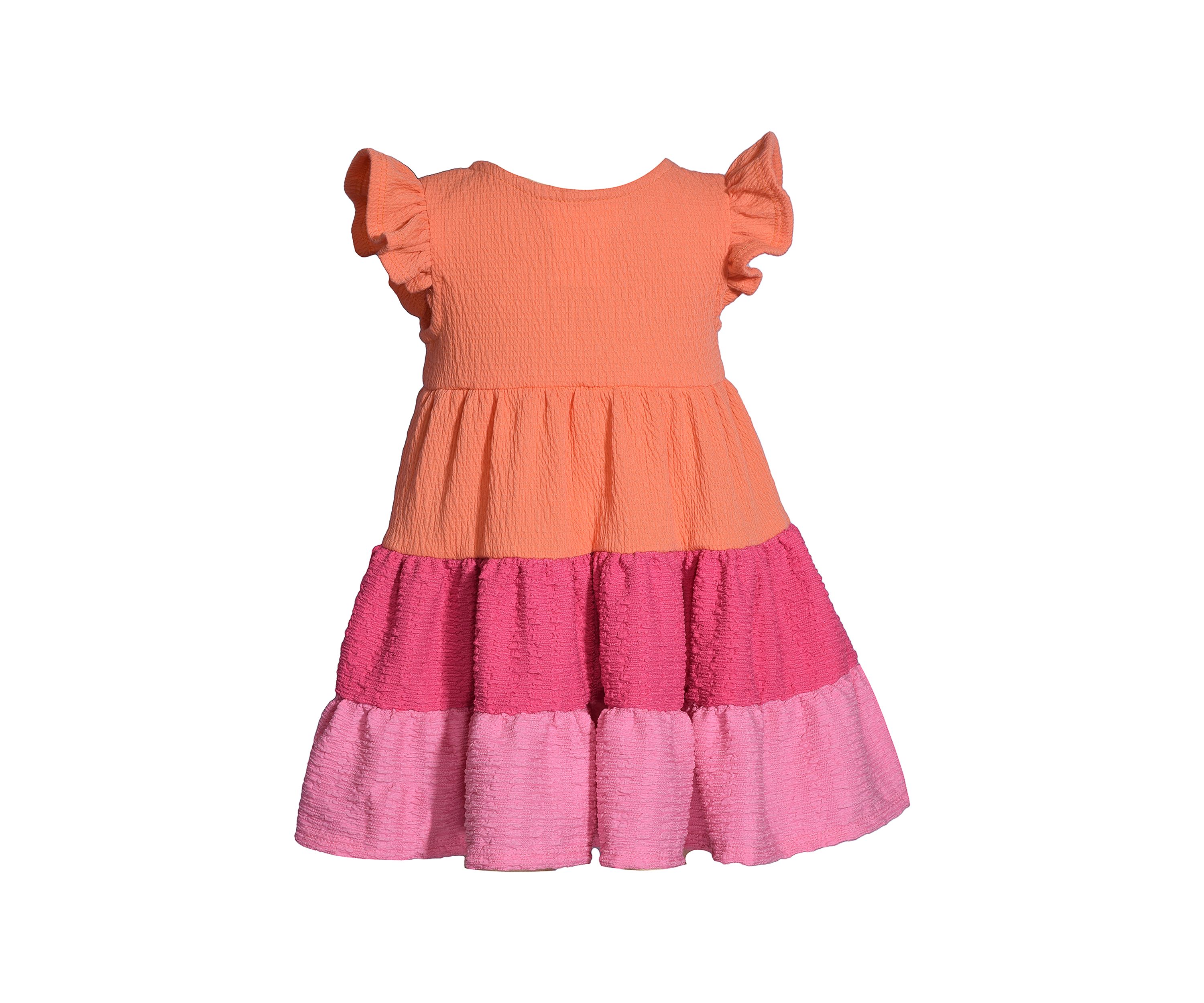 Baby Girls Color Block Tiered Dress with Headband