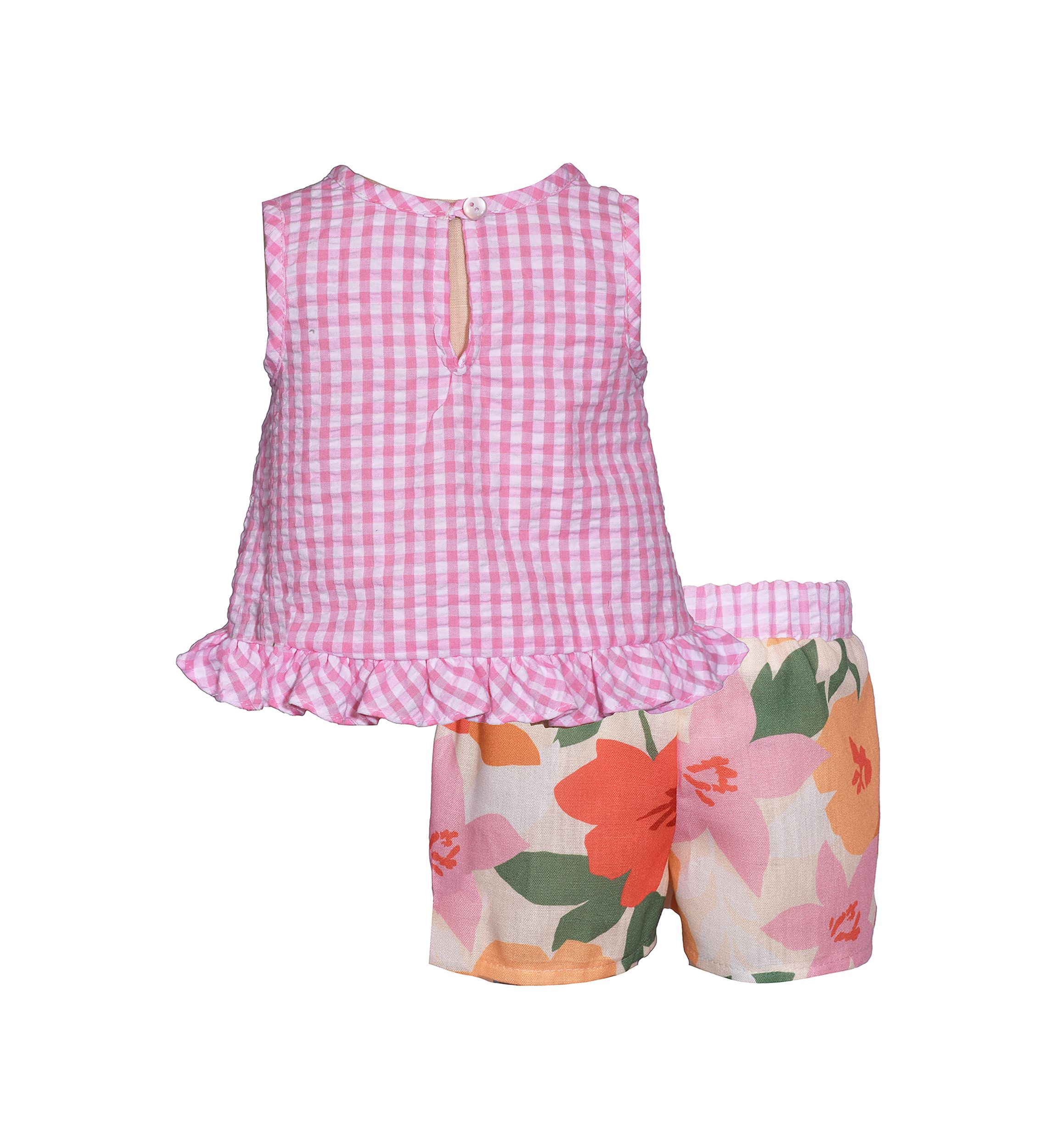 Baby Girls Seersucker Cross Ruffle Bodice Top and Shorts Set
