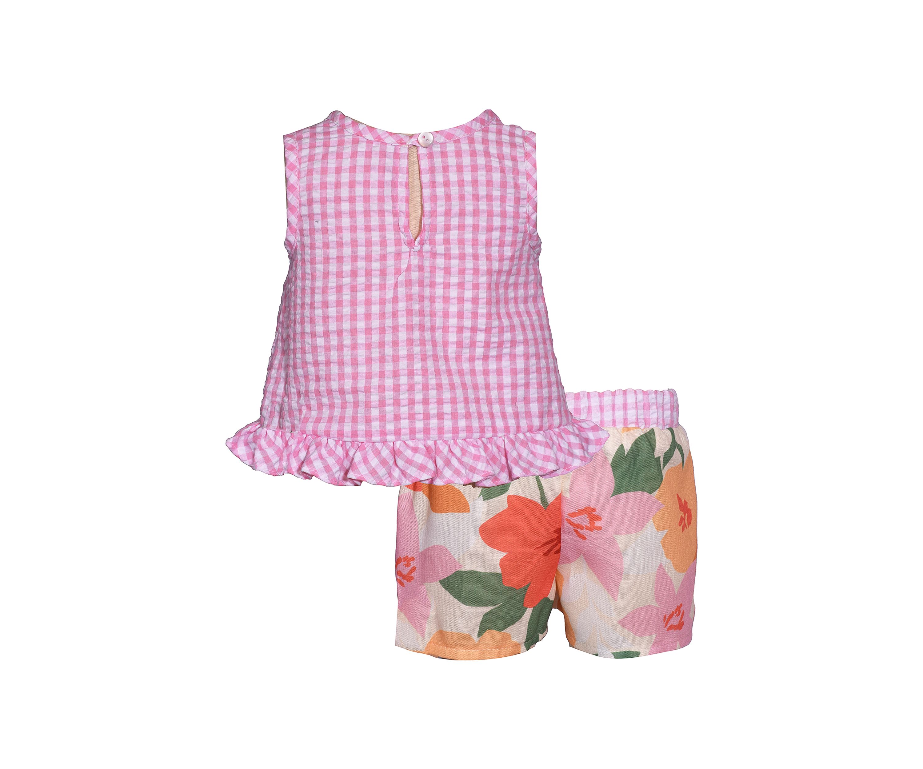 Baby Girls Seersucker Cross Ruffle Bodice Top and Shorts Set