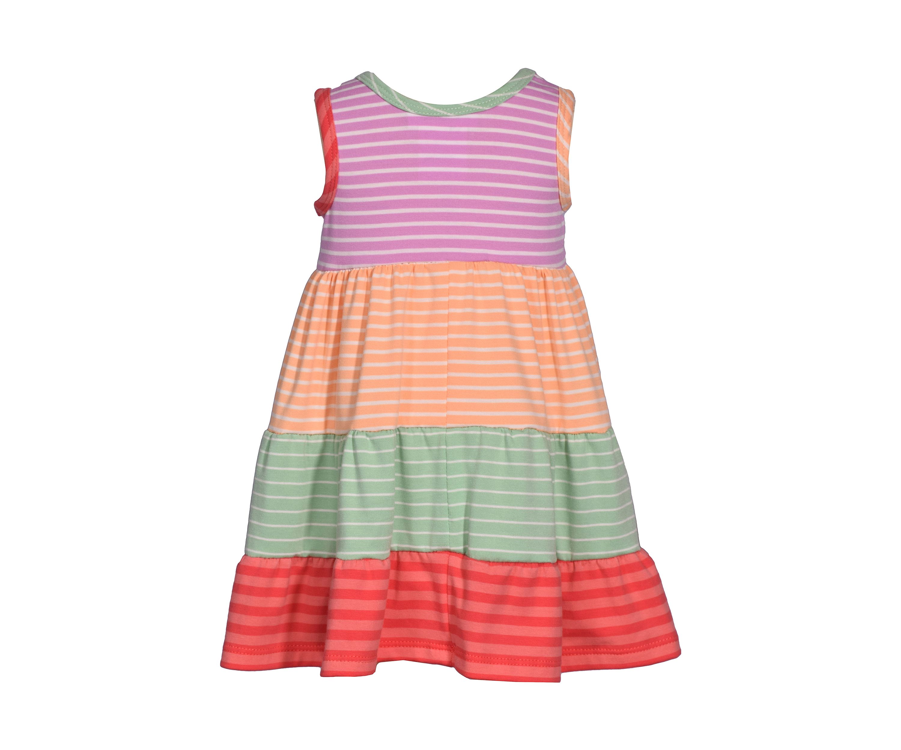 Baby Girls Sleeveless Stripe Color Blocked Tiered Dress