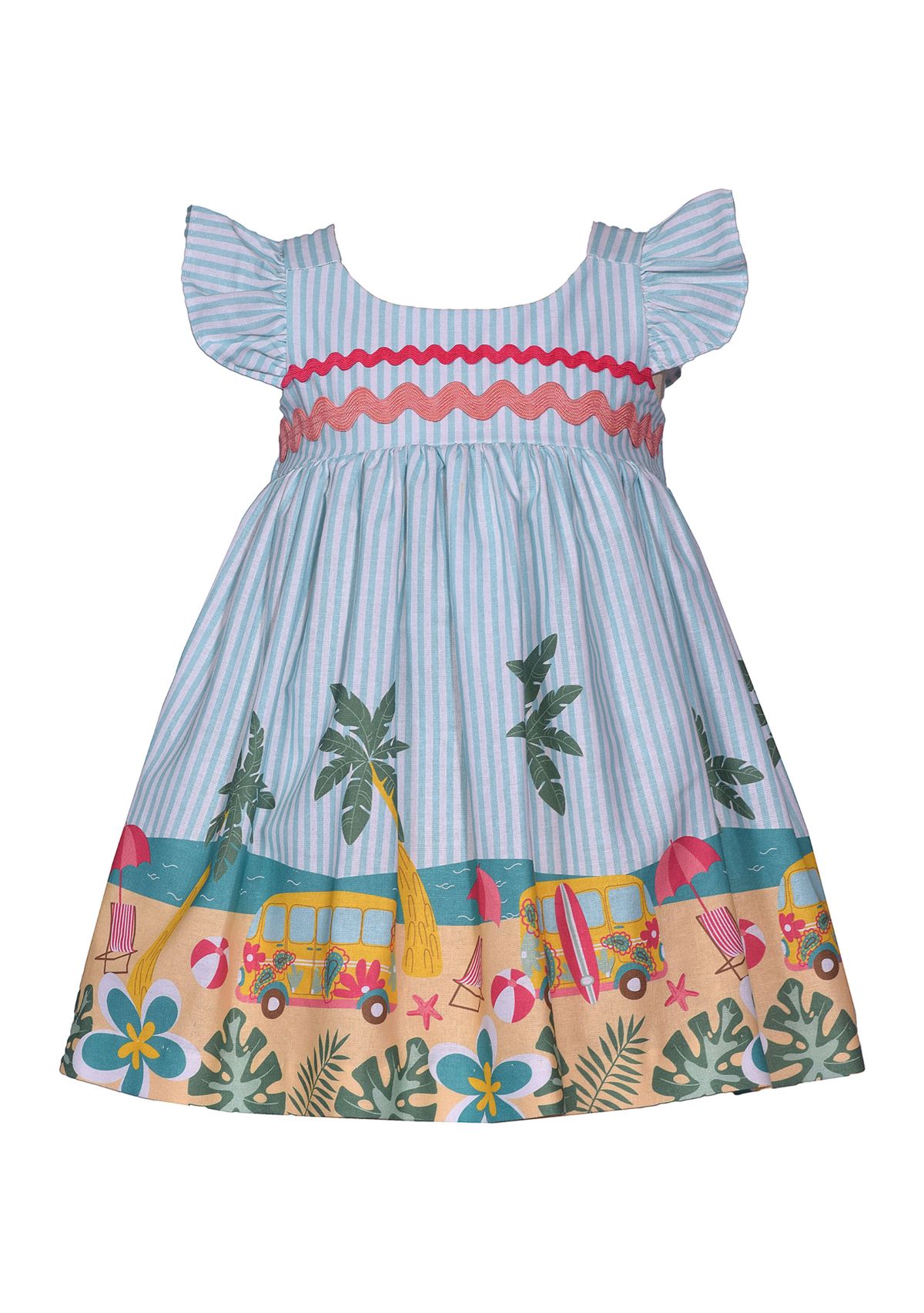 Baby Girls Flutter Sleeve Beach Printed Dress