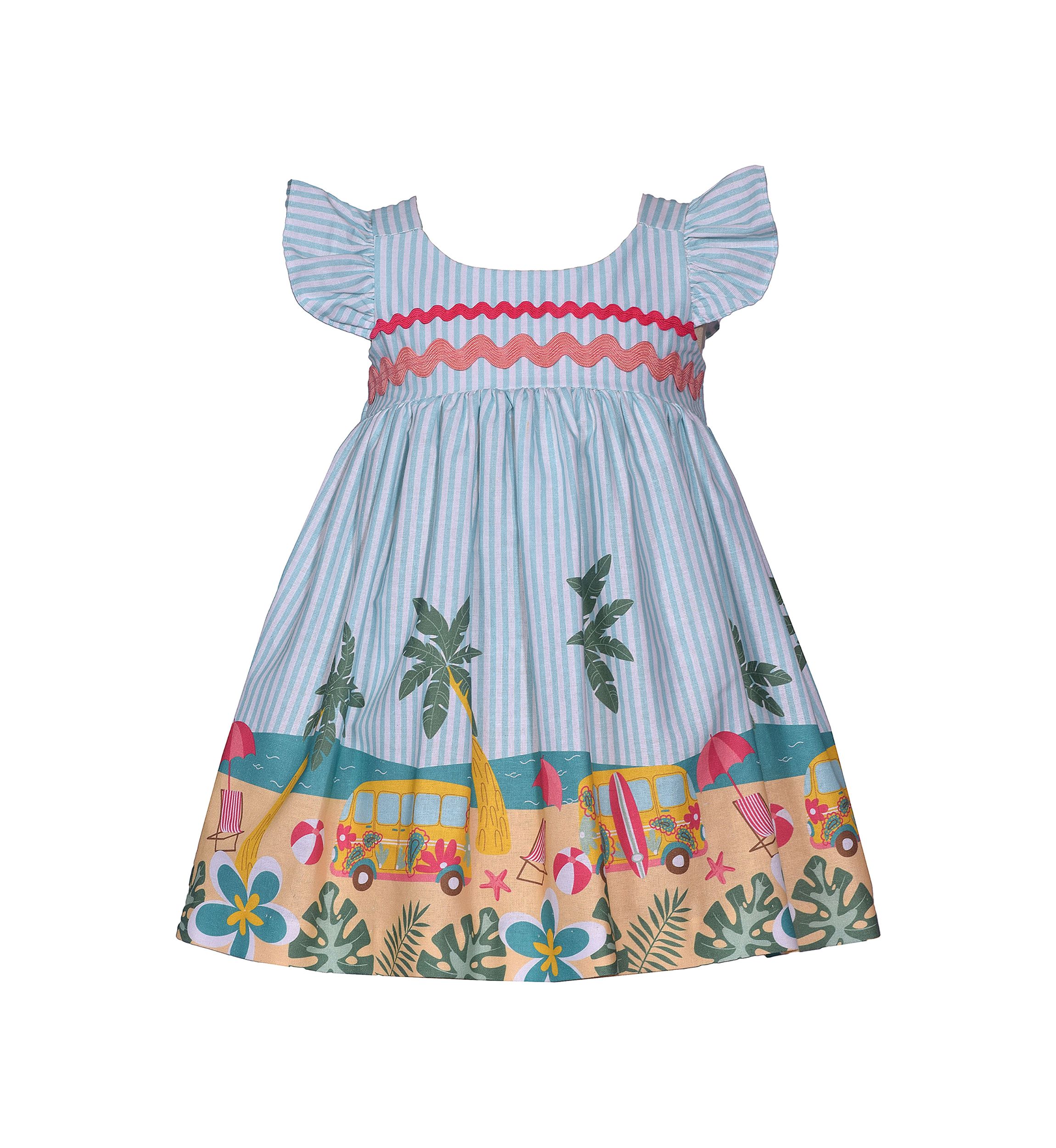 Baby Girls Flutter Sleeve Beach Printed Dress