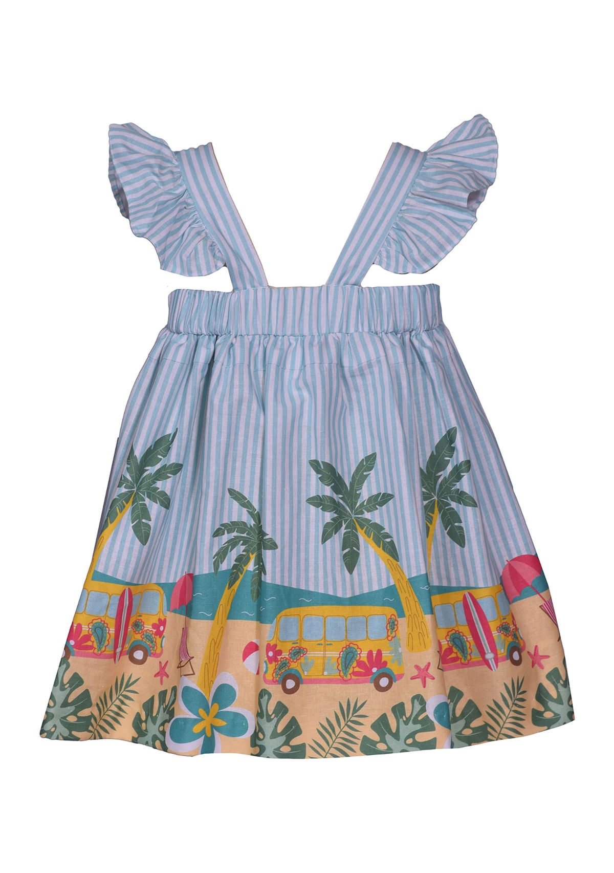 Baby Girls Flutter Sleeve Beach Printed Dress