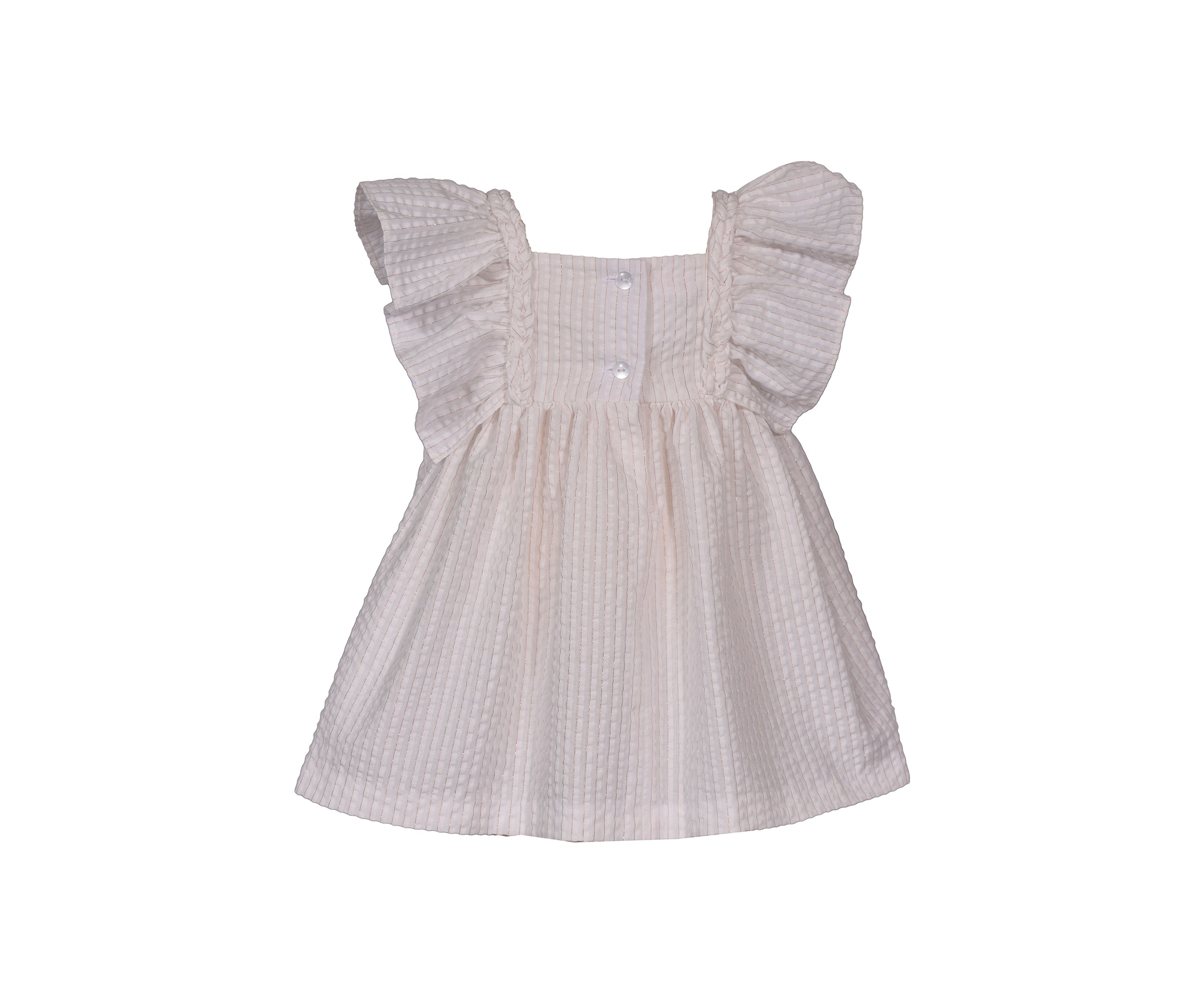 Baby Girls Flutter Sleeve Seersucker Dress with Headband