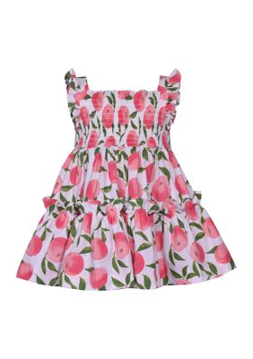 Bonnie Jean Baby Girls Flutter Sleeve Smocked Peach Dress