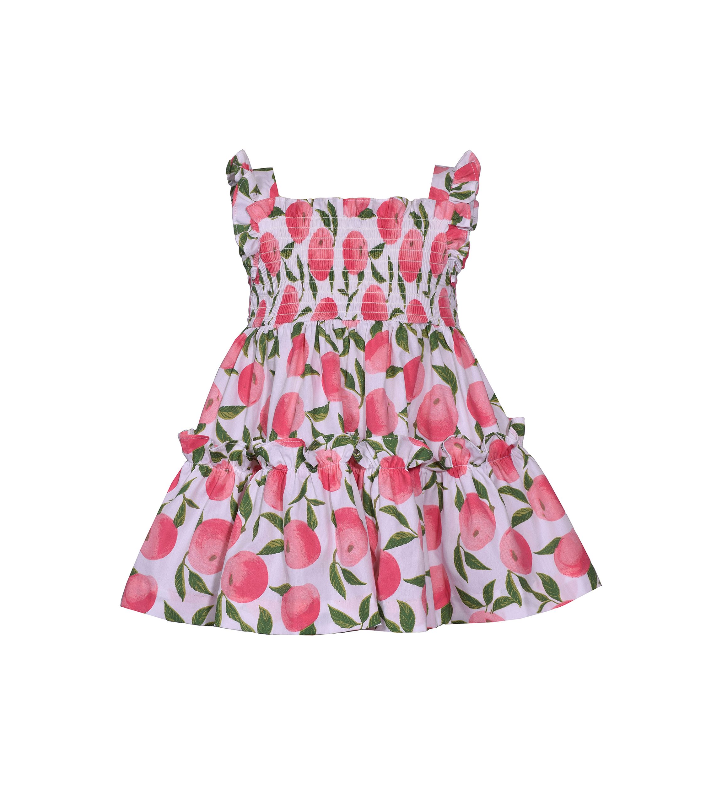 Baby Girls Flutter Sleeve Smocked Peach Dress