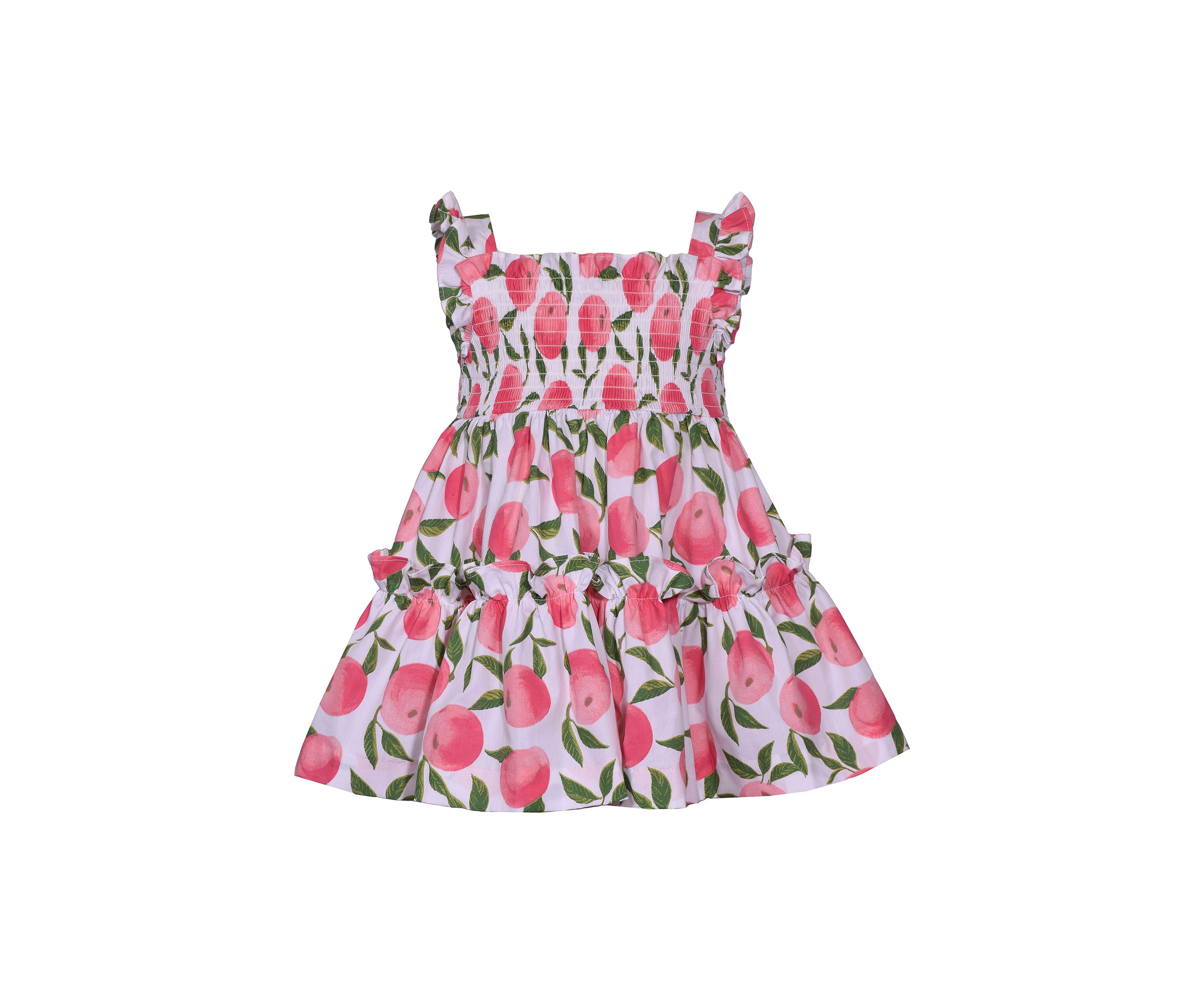 Baby Girls Flutter Sleeve Smocked Peach Dress