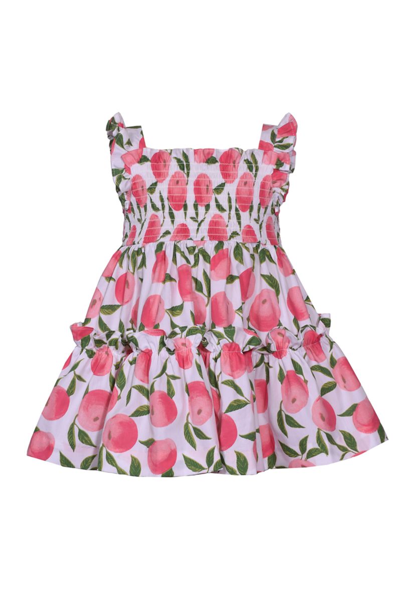 Baby Girls Flutter Sleeve Smocked Peach Dress