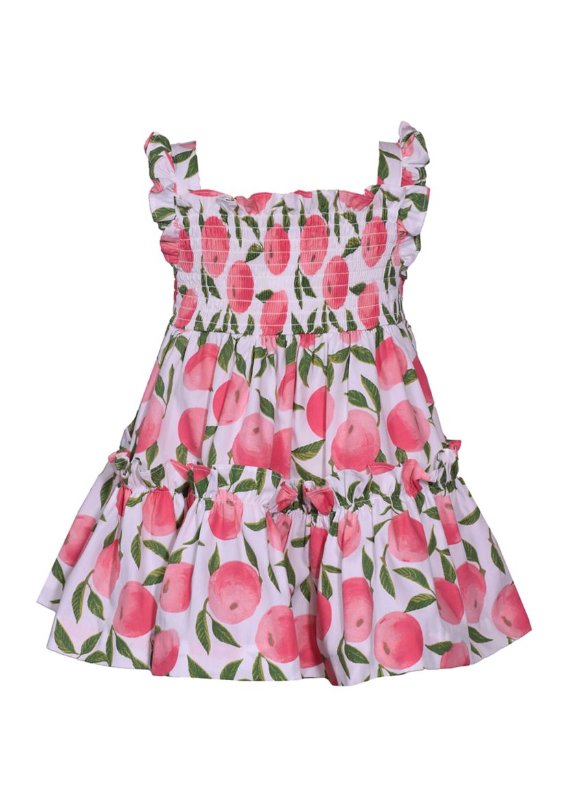 Baby Girls Flutter Sleeve Smocked Peach Dress