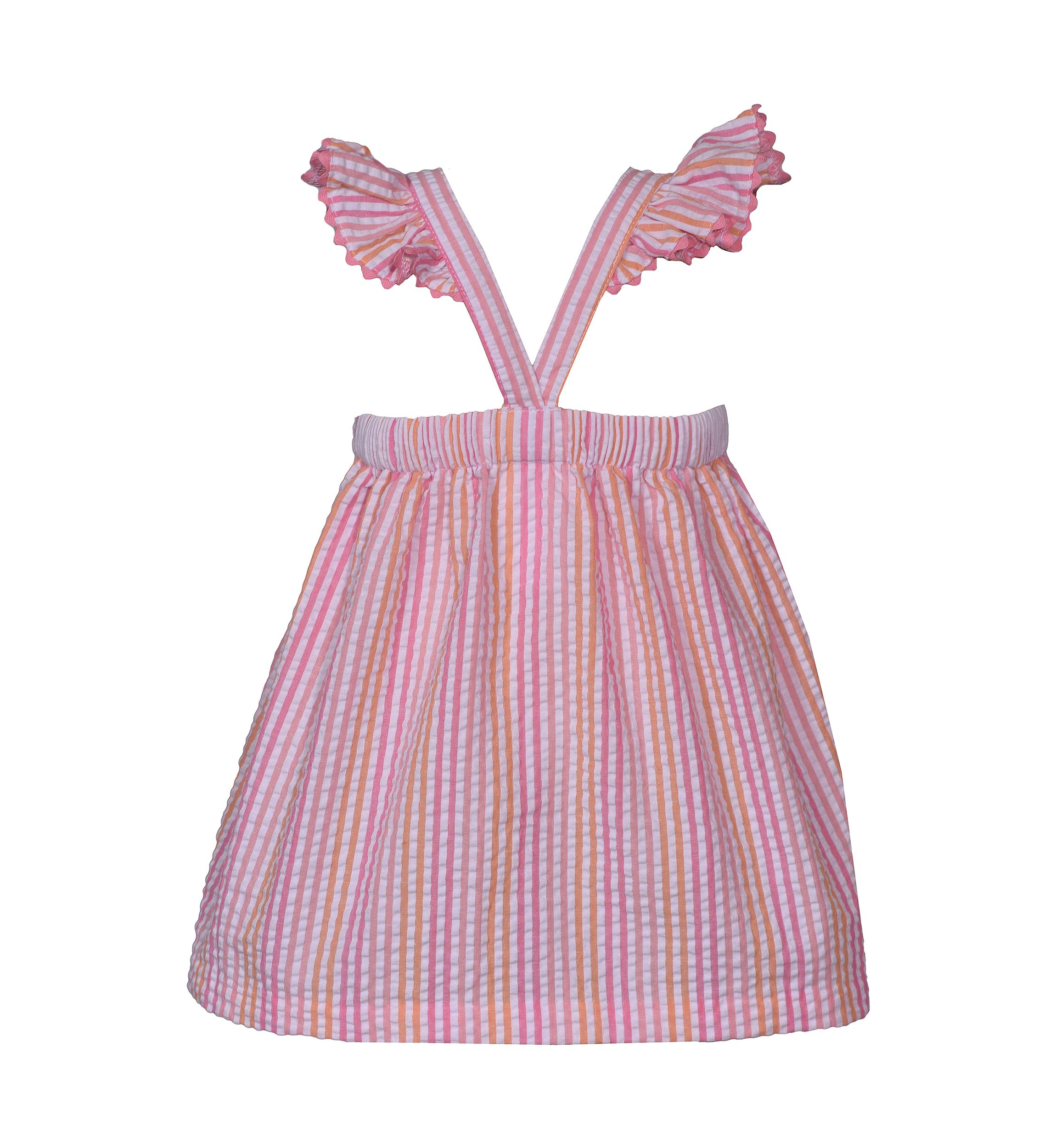 Baby Girls Flamingo Embroidered Stripe Dress