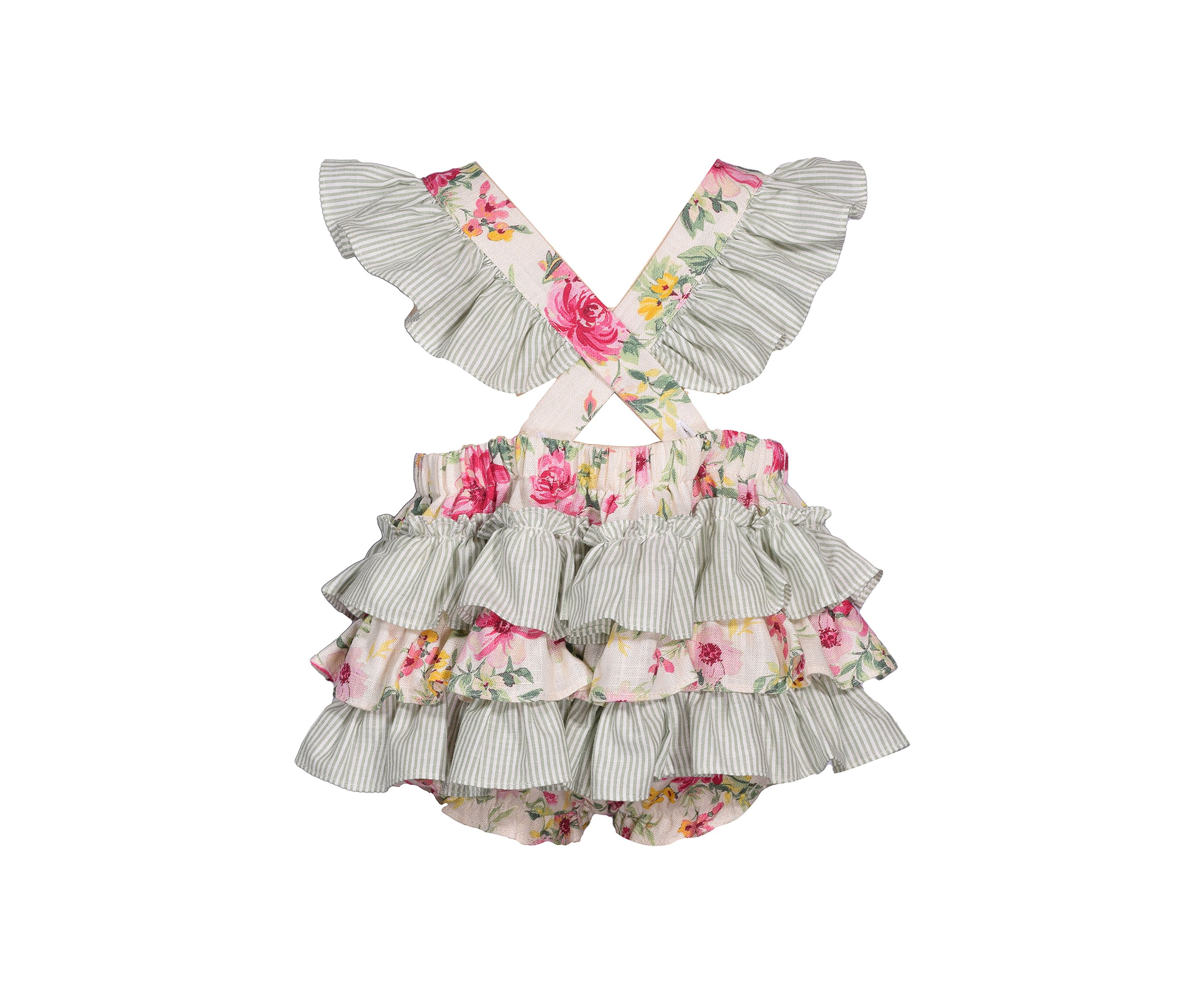 Baby Girls Flutter Sleeve Floral Printed Bodysuit