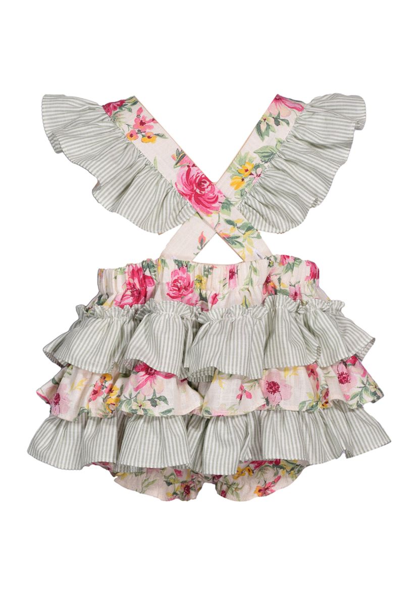 Baby Girls Flutter Sleeve Floral Printed Bodysuit
