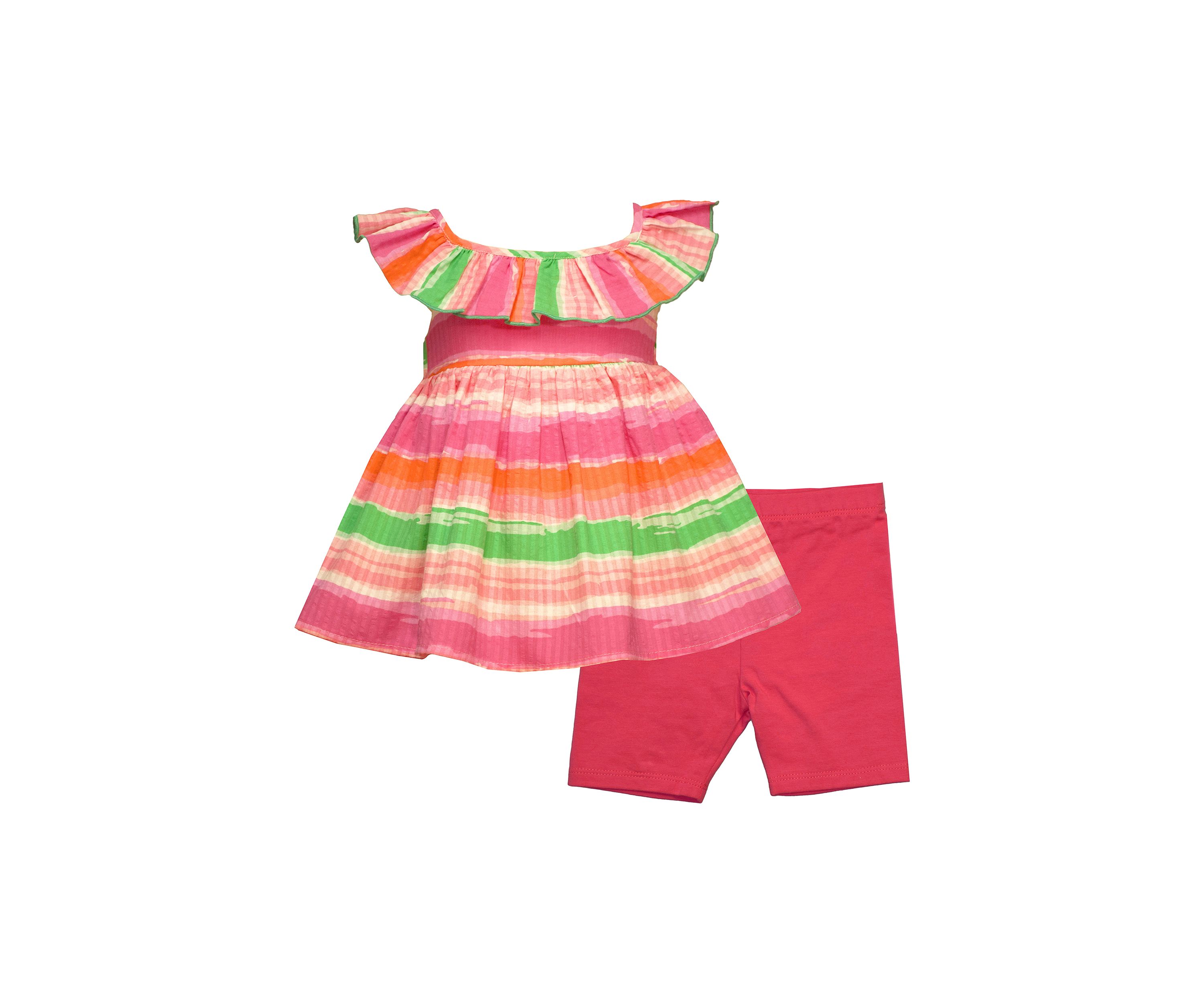 Baby Girls Printed Top and Solid Shorts Set