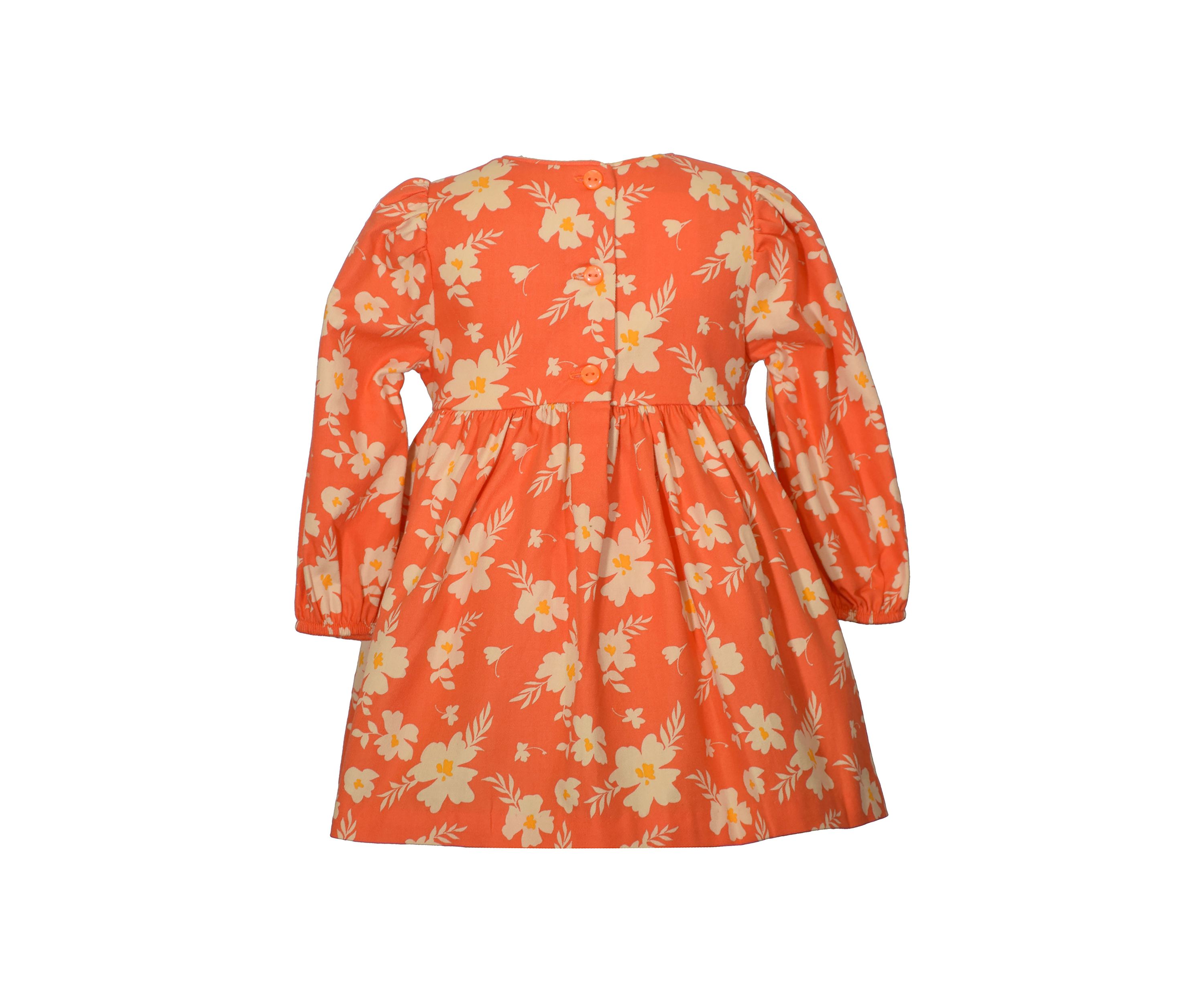 Toddler Girls Long Sleeve Floral Smocked Dress