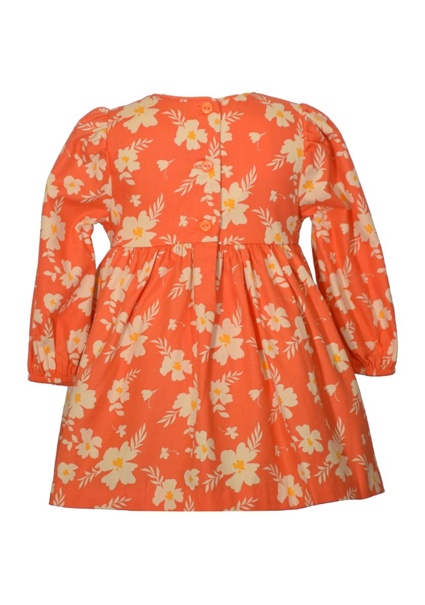Toddler Girls Long Sleeve Floral Smocked Dress