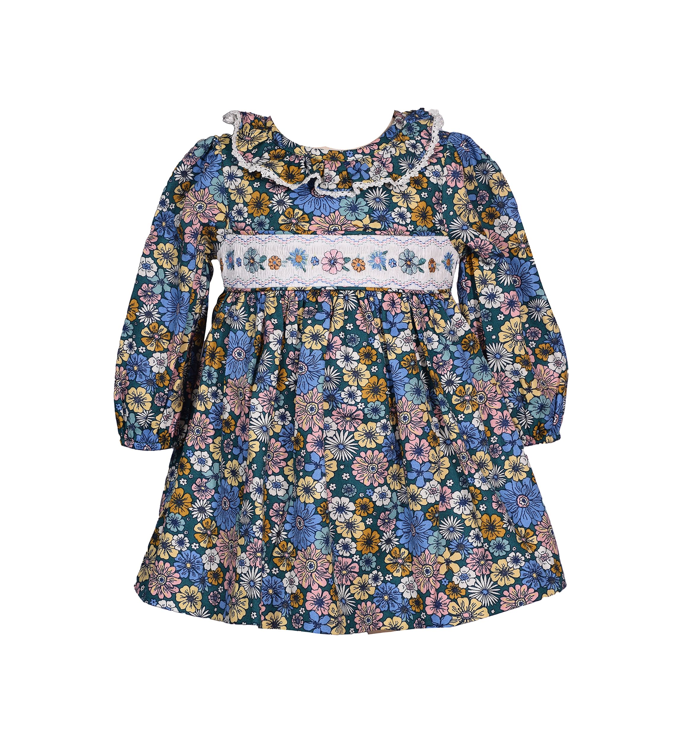 Toddler Girls Floral Printed Smocked Dress