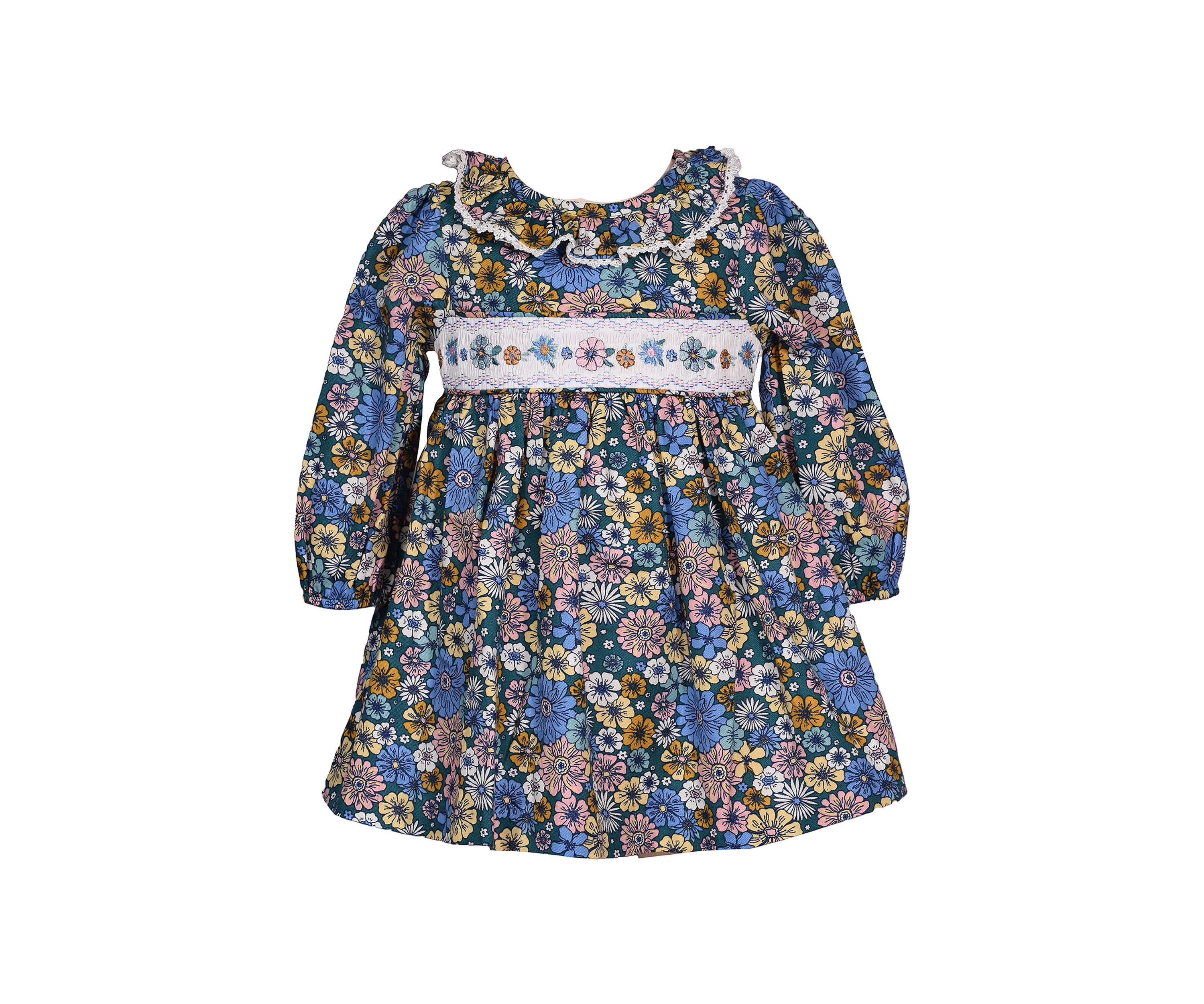 Toddler Girls Floral Printed Smocked Dress