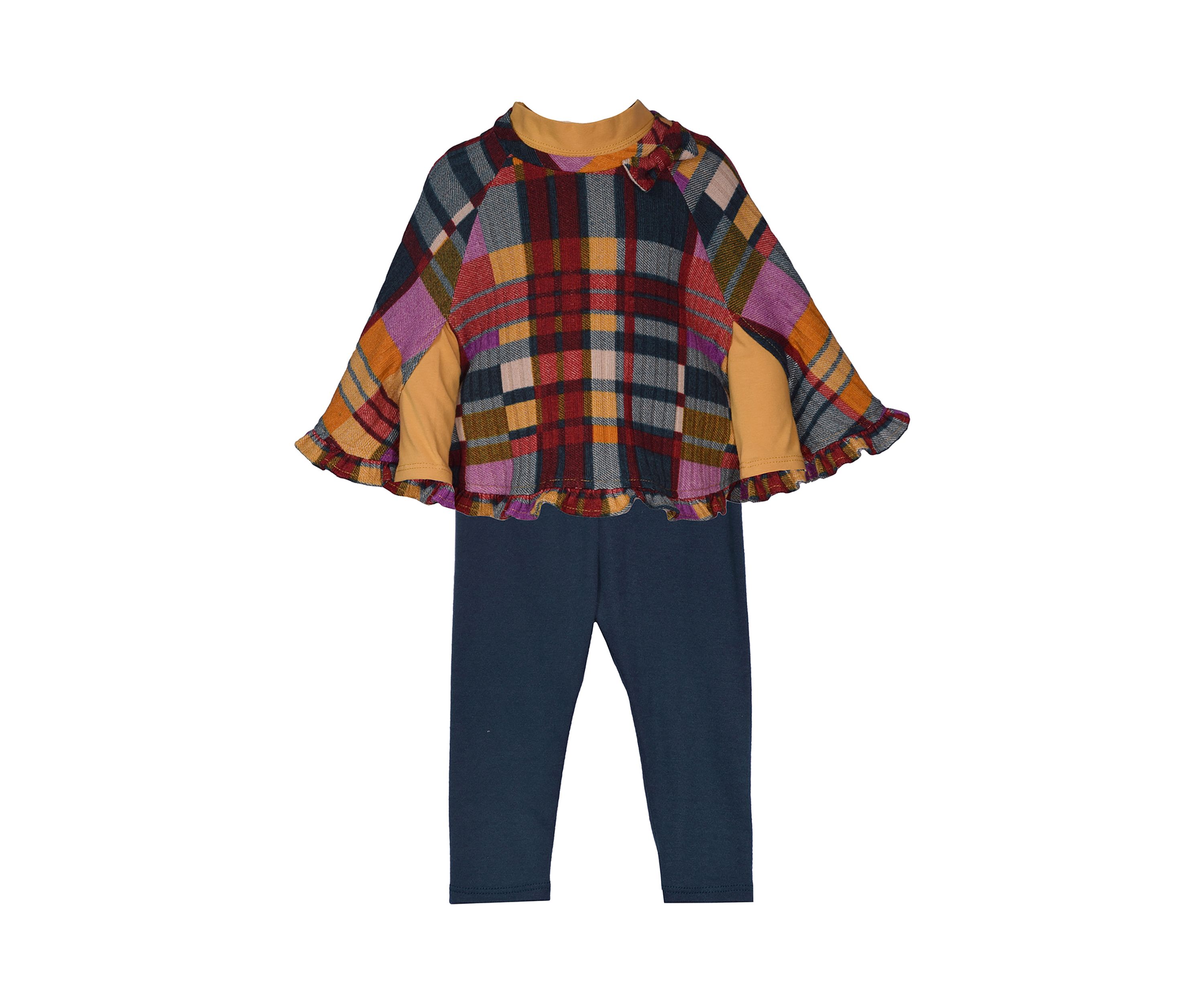 Toddler Girls 3 Piece Printed Poncho Set