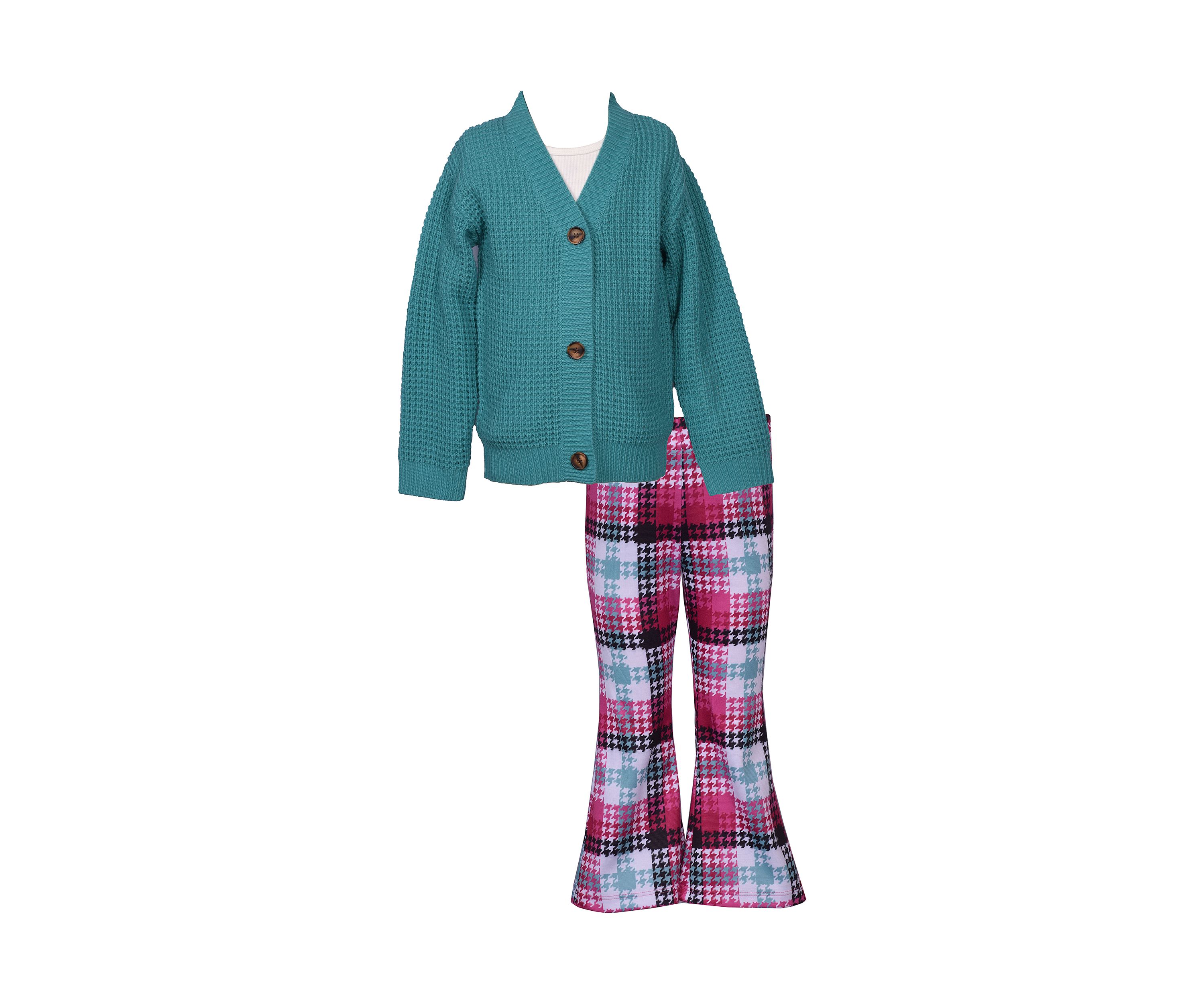 Toddler Girls Cardigan and Printed Flare Pants Set