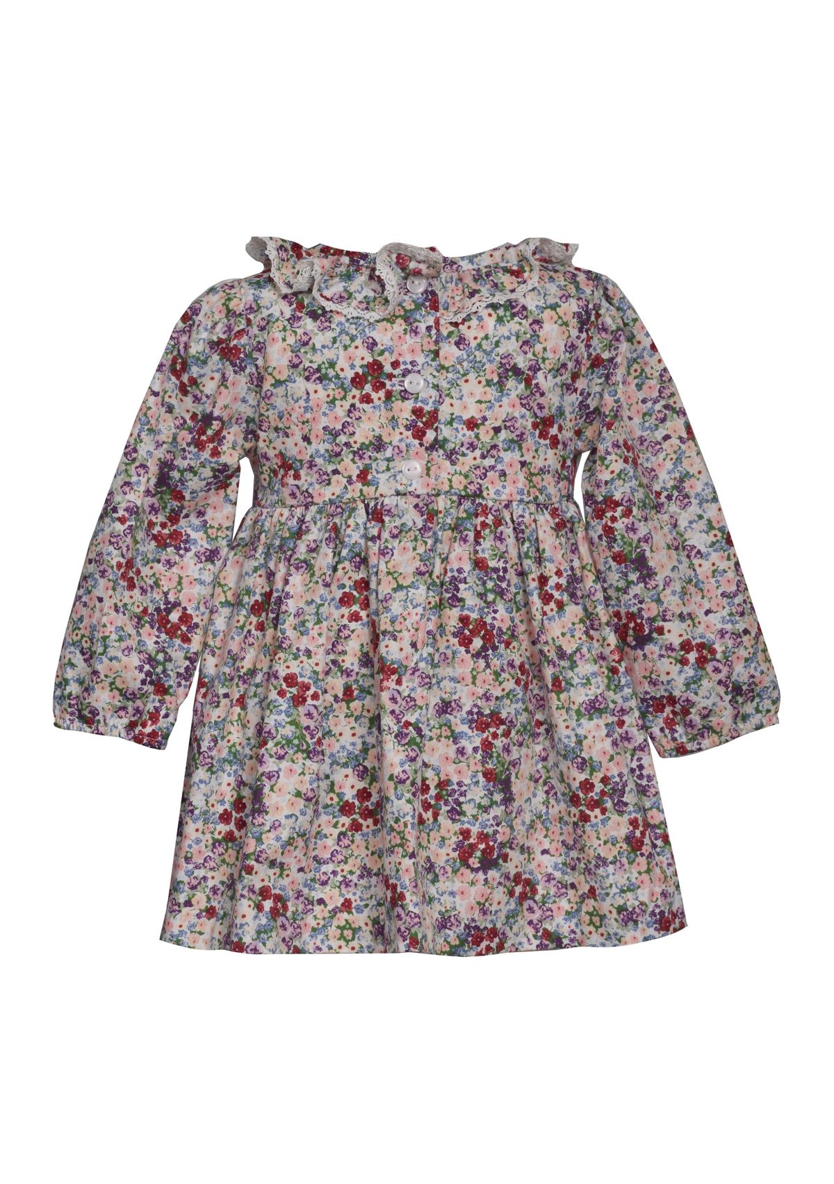 Toddler Girls Long Sleeve Floral Smocked Dress