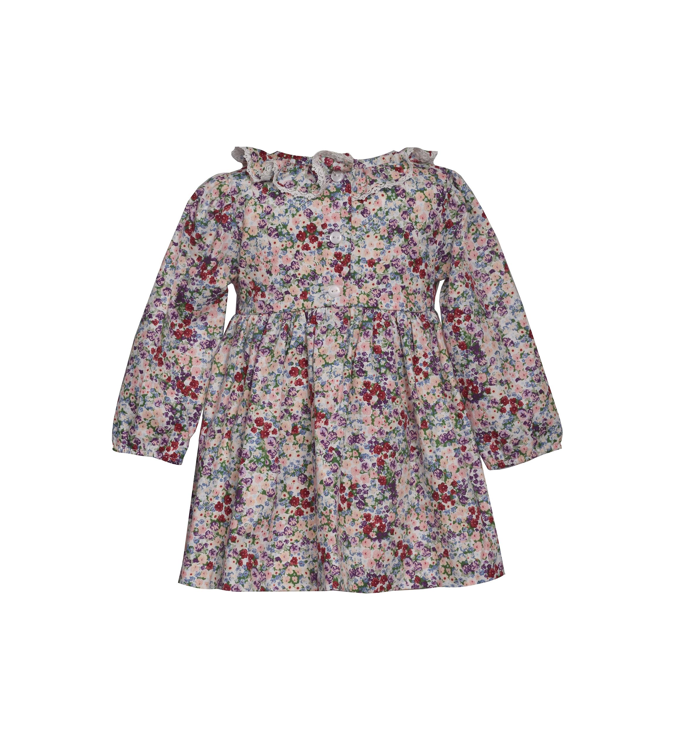 Toddler Girls Long Sleeve Floral Smocked Dress