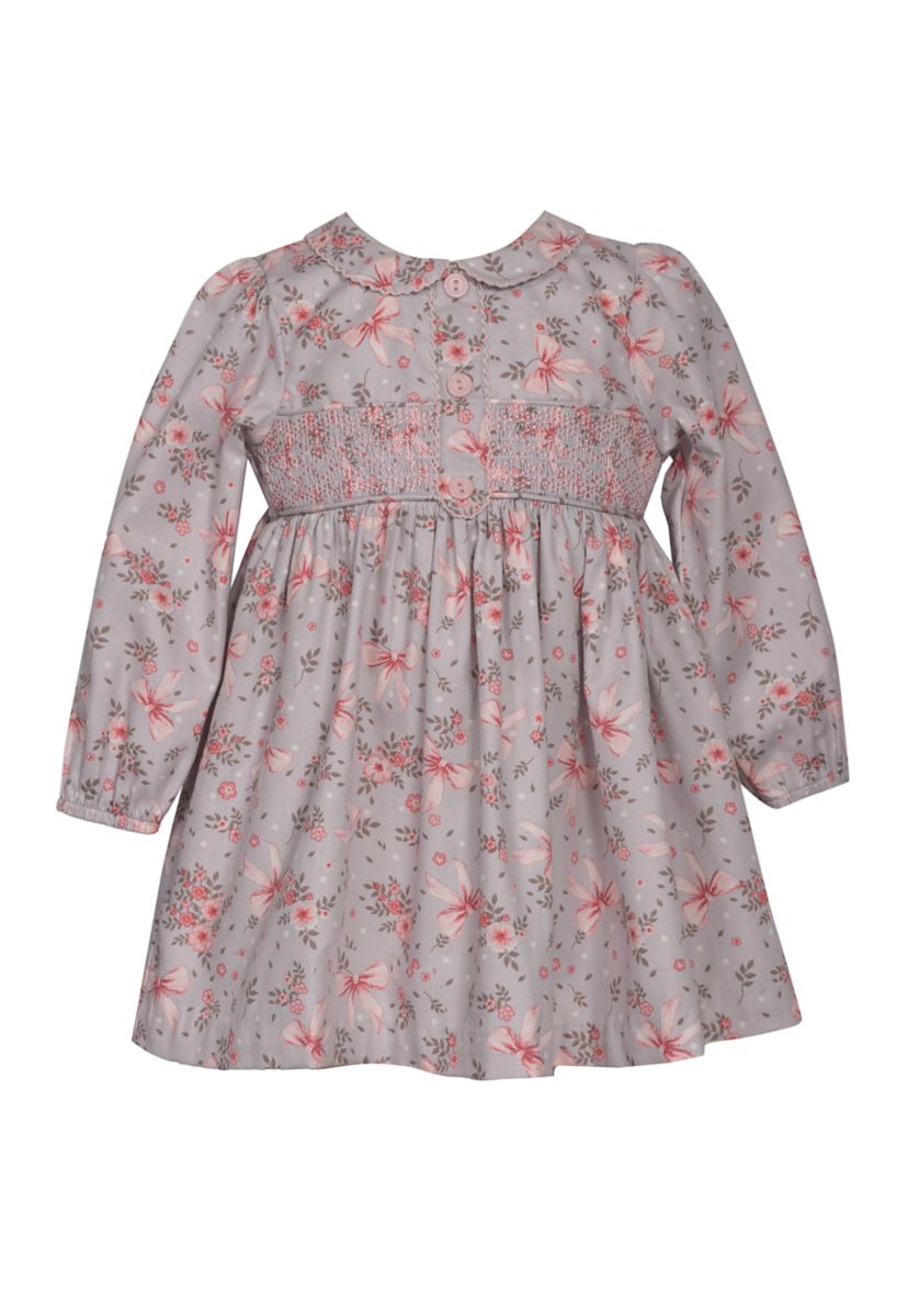 Toddler Girls Long Sleeve Floral Smocked Dress