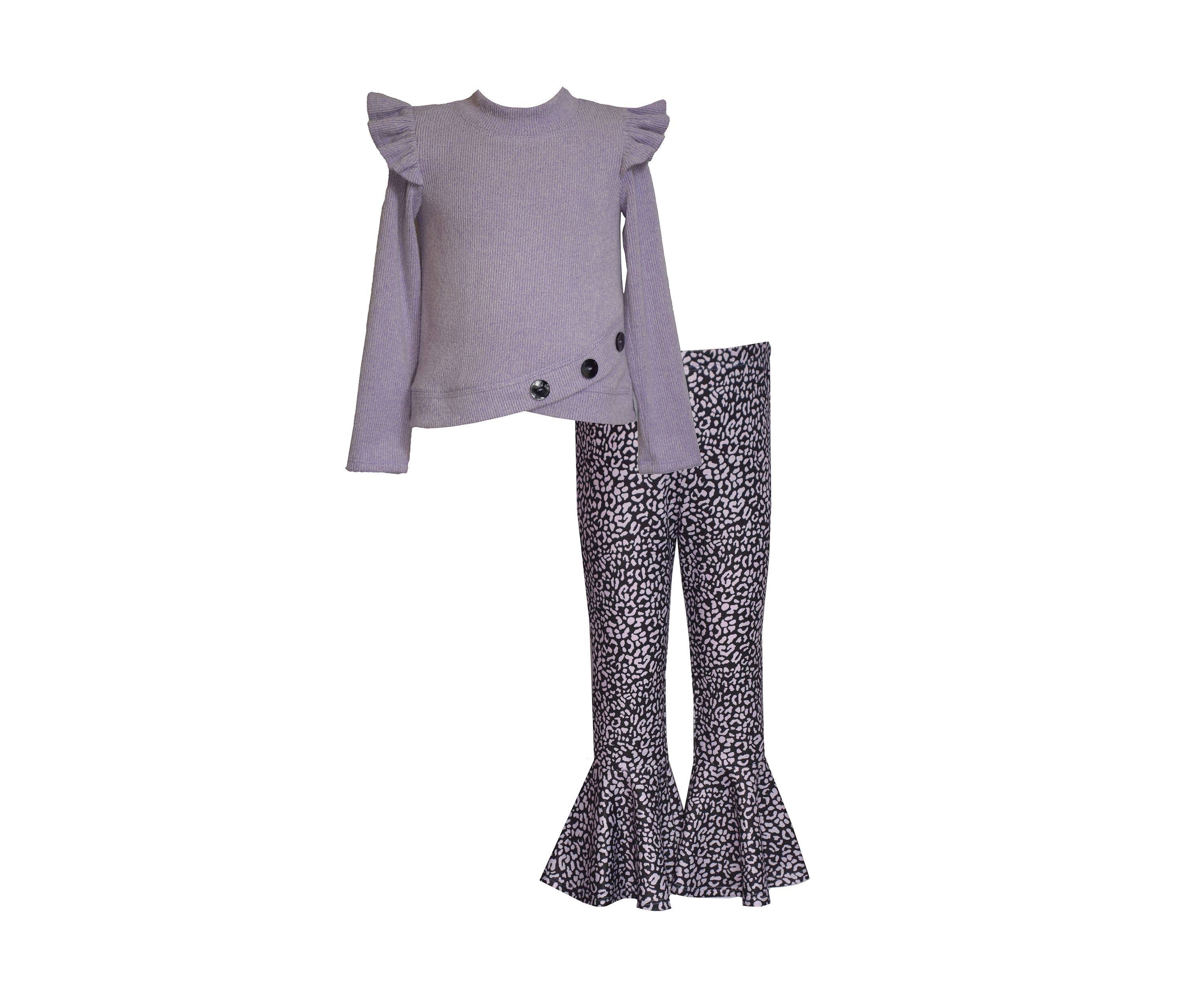 Toddler Girls Mock Neck Sweater and Printed Leggings Set