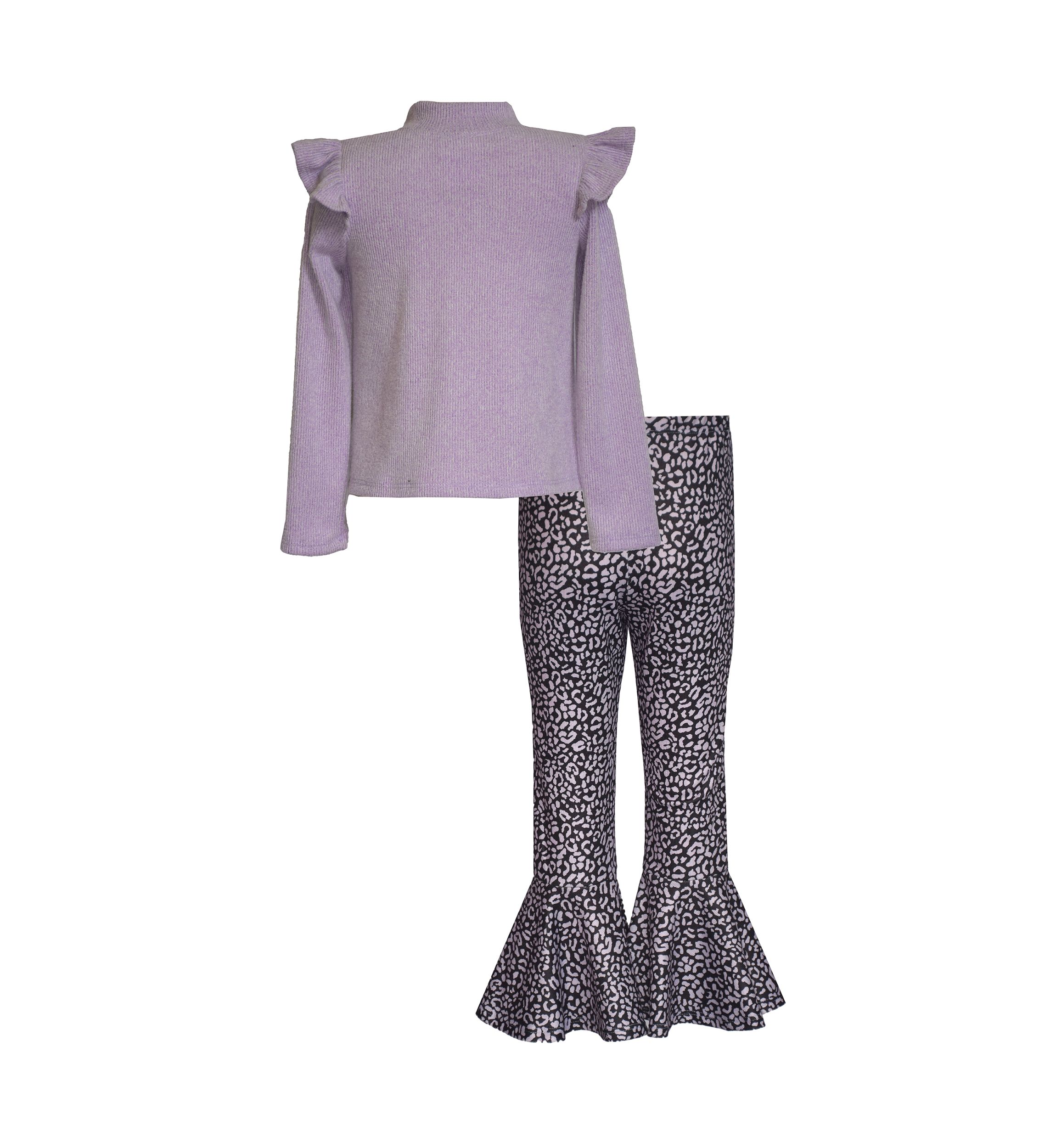Toddler Girls Mock Neck Sweater and Printed Leggings Set