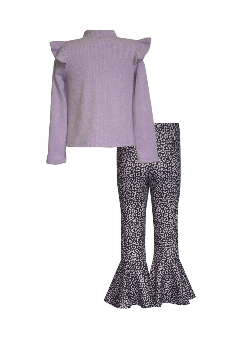 Toddler Girls Mock Neck Sweater and Printed Leggings Set