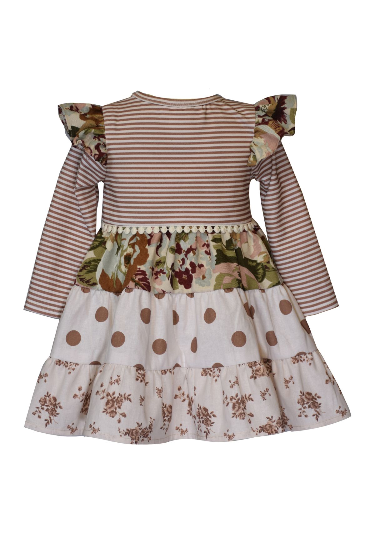 Toddler Girls Long Sleeve Mixed Media Tiered Dress