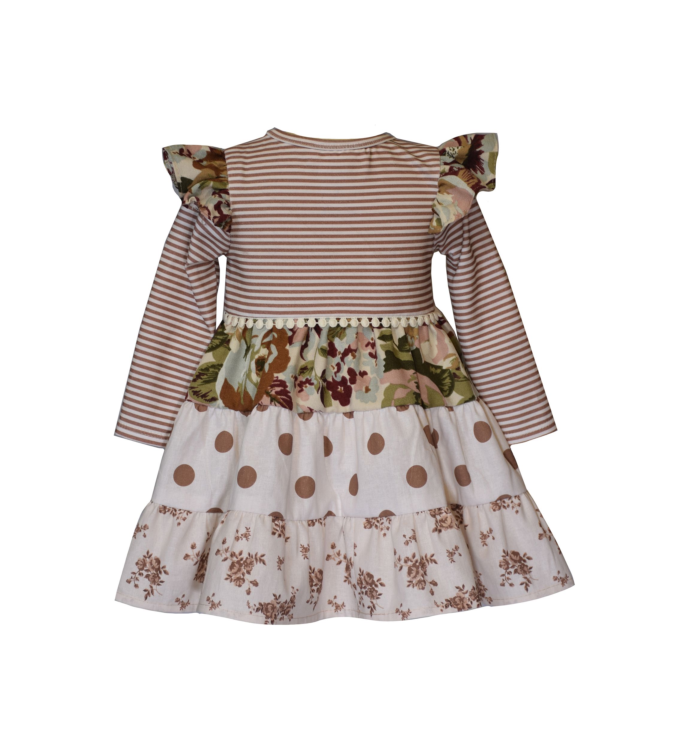 Toddler Girls Long Sleeve Mixed Media Tiered Dress