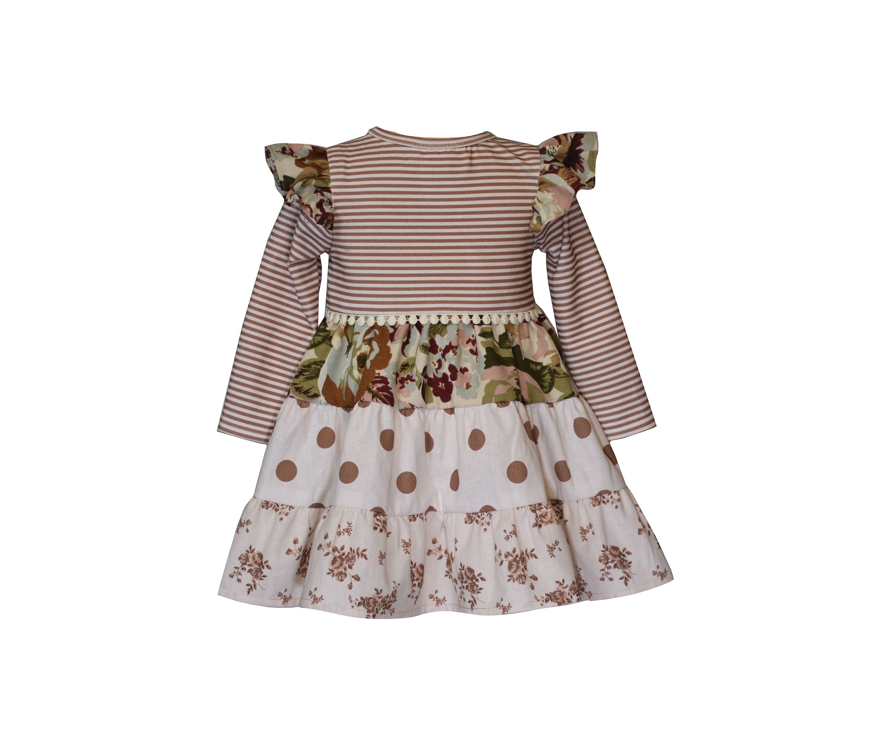 Toddler Girls Long Sleeve Mixed Media Tiered Dress