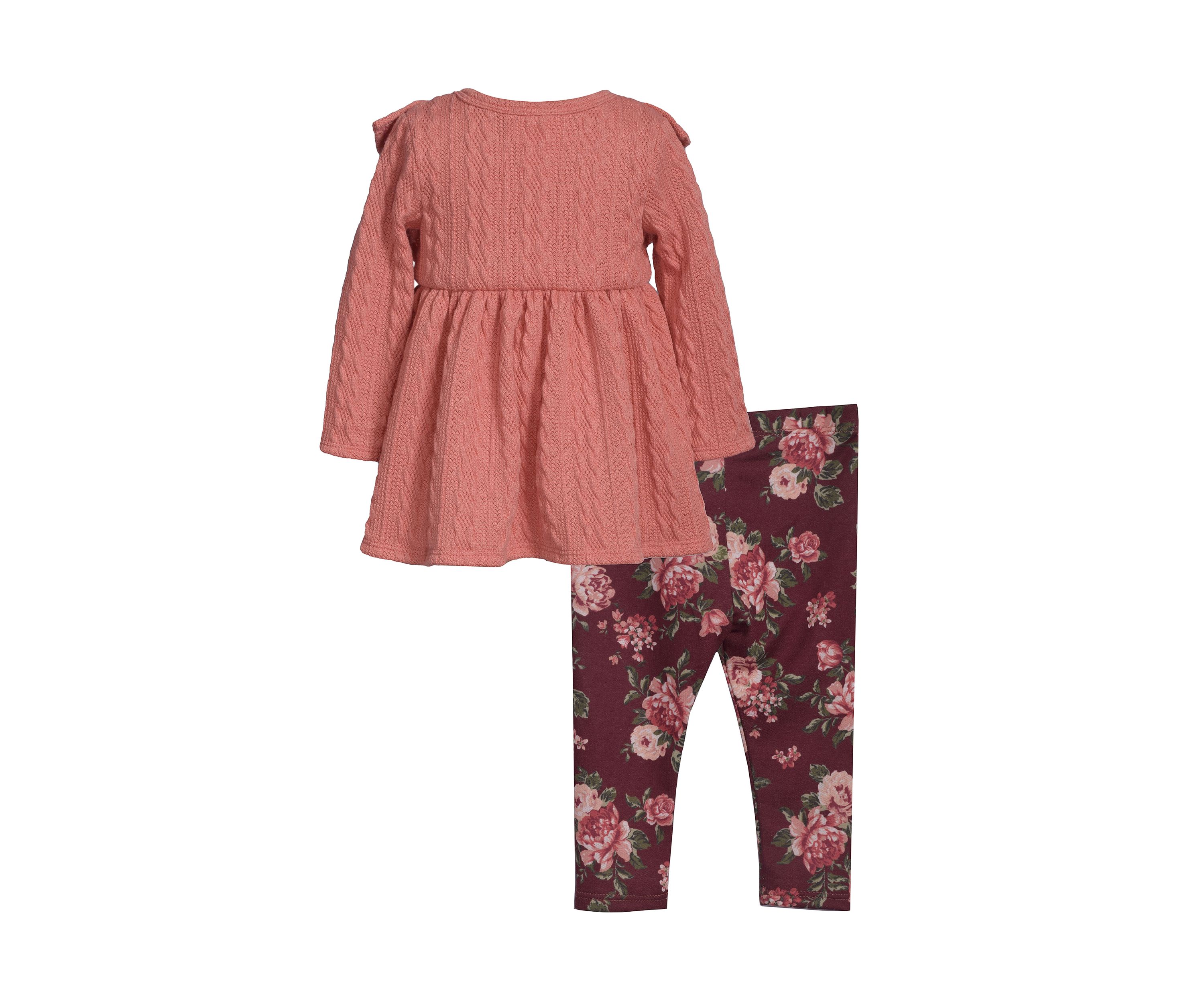 Toddler Girls Long Sleeve Button Front Top and Printed Leggings Set